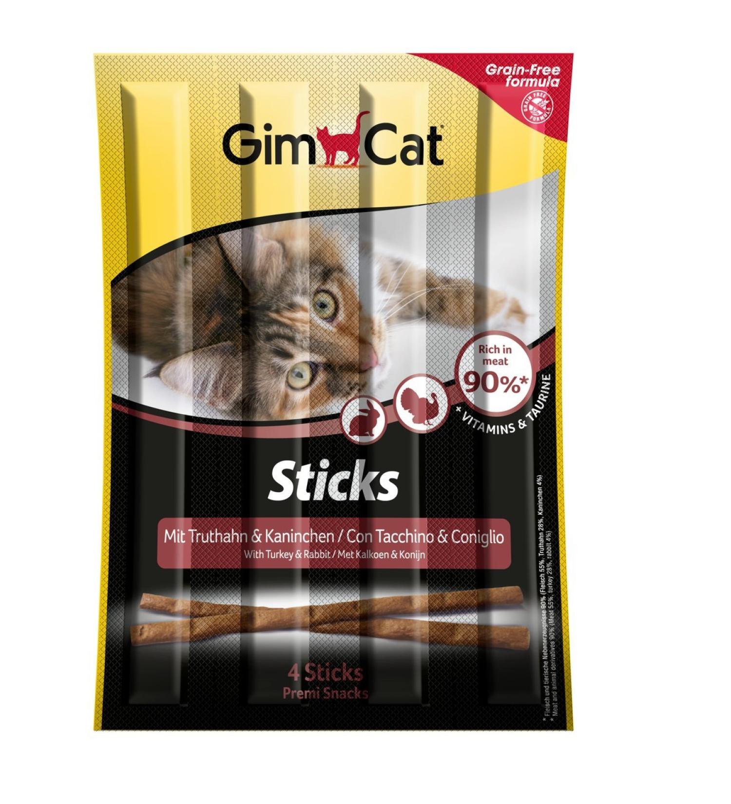 GimCat Sticks Turkey & Rabbit - High Meat Soft Chew Snacks | 24 Packs (20g Each) - Reward Your Cat with Delicious Nutrition - Buy Online on GoSupps.com