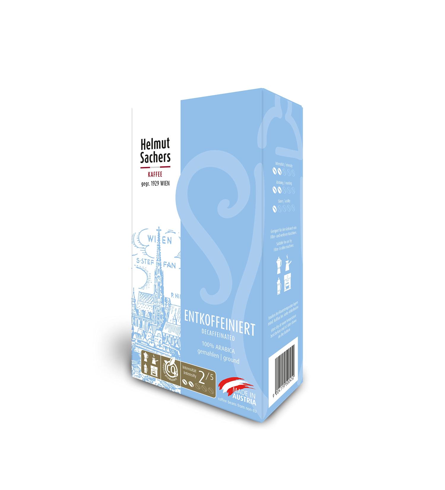 Helmut Sachers Decaffeinated Coffee 500g - 100% Arabica Ground Intensity 2/5 | International Shipping Available - Buy Online on GoSupps.com