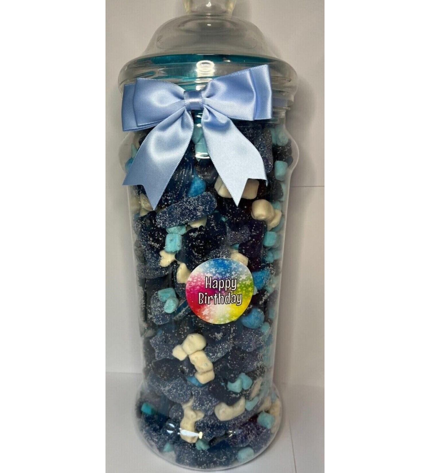 Happy Birthday Filled Pick N Mix Sweet Victorian Jar Gift Personalised Present 2.5l blue - Buy Online on GoSupps.com
