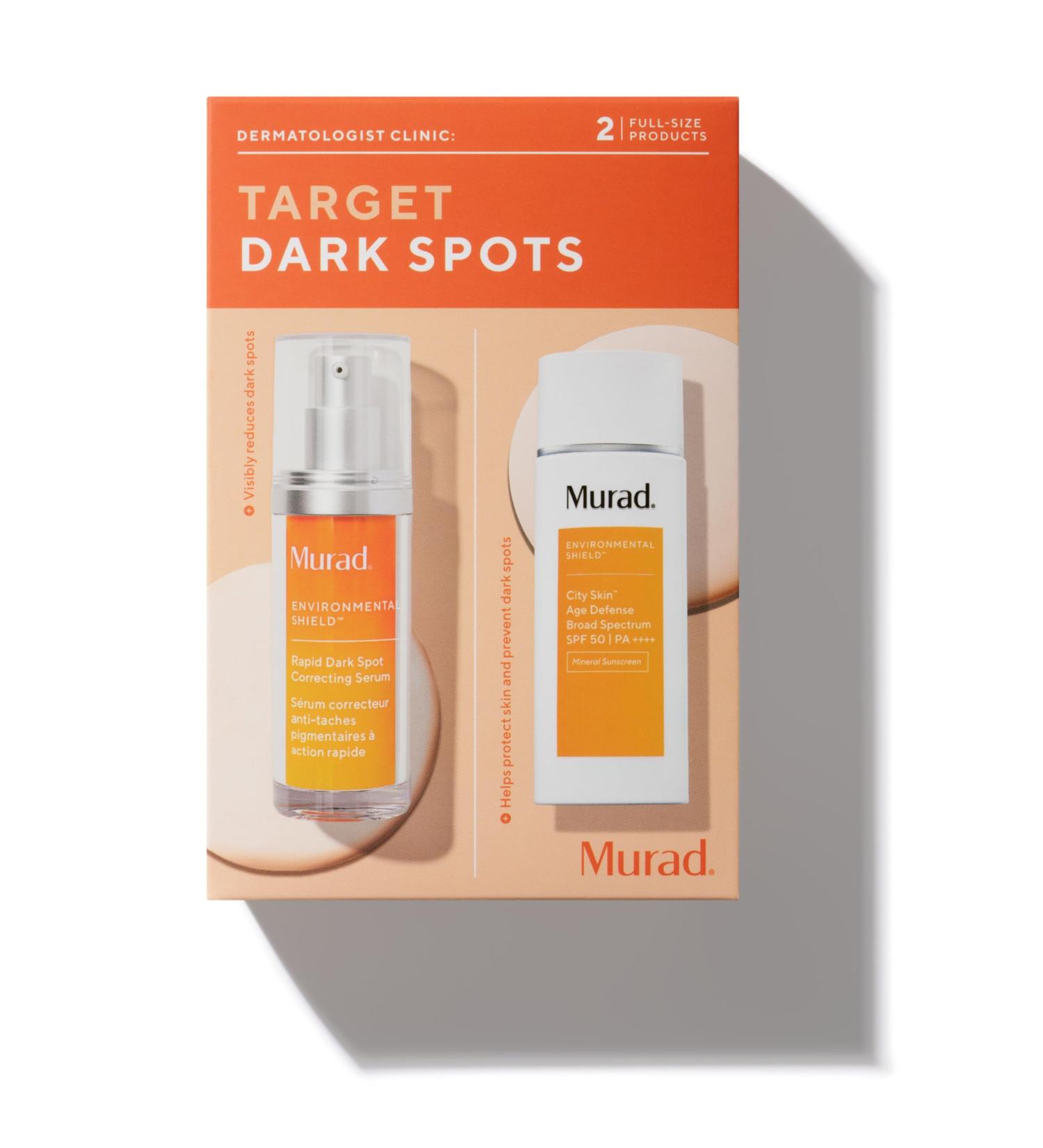 Murad Target Dark Spots (2-Piece Value Set) - Rapid Dark Spot Correcting Serum 1.0Fl Oz City Skin SPF 50 1.7Fl Oz - Skin Brightening Regimen to Target Dark Spots and Brighten Skin Tone