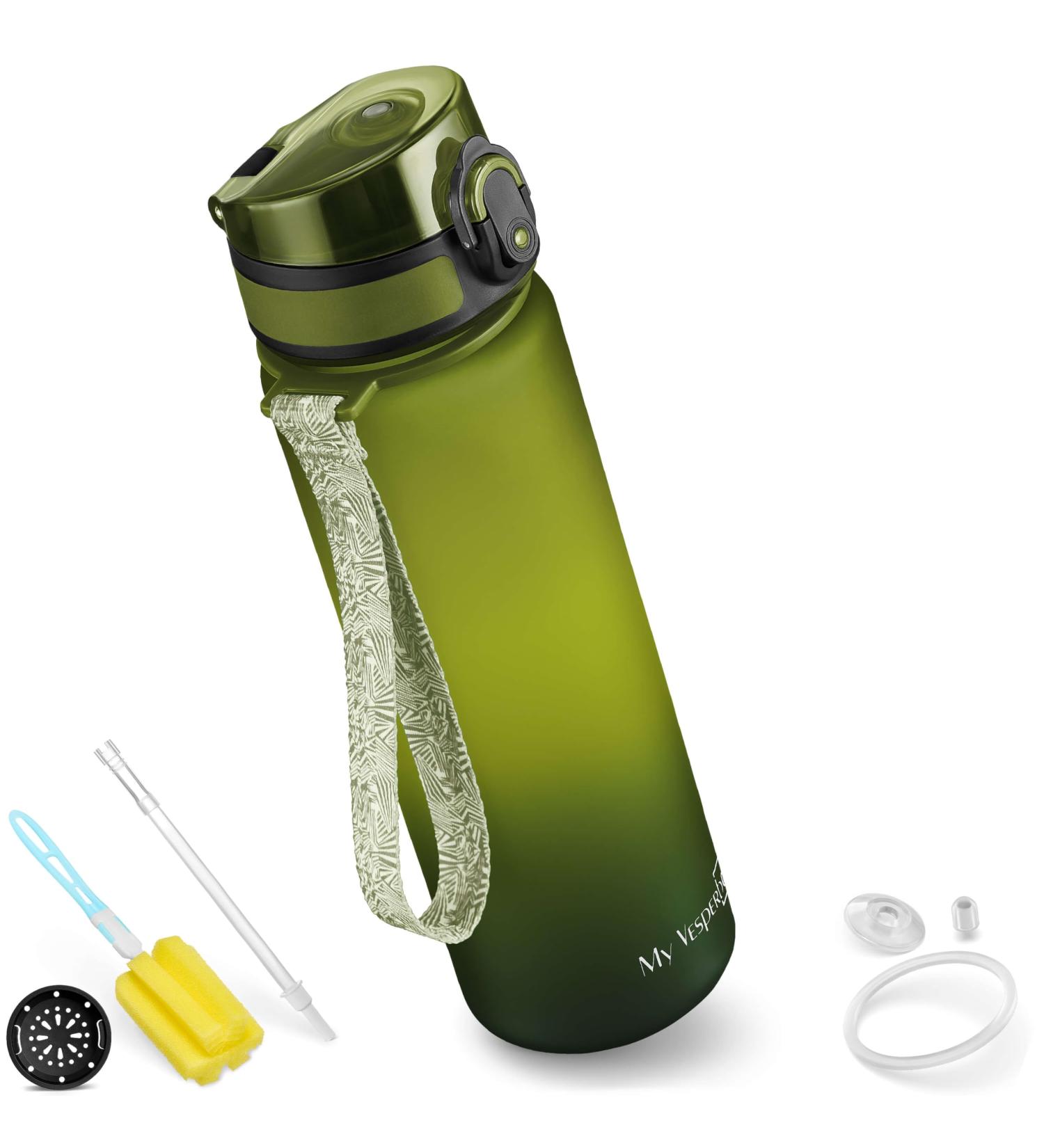 My Vesperbox Minny Leak Proof Kids Water Bottle with Straw or Strainer 350ml 500ml 750ml Lightweight BPA Free Water Bottle for Kindergarten School (Green Light Green Black 500ml) - Buy Online on GoSupps.com