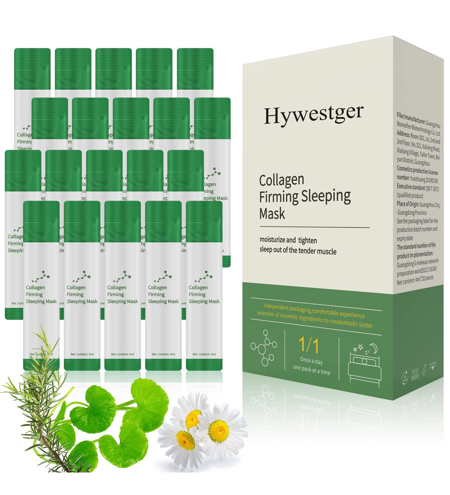 Hywestger Collagen Face Mask 20-Pack - Hydrating Sleeping Facial Masks for Women and Men - Buy Online on GoSupps.com