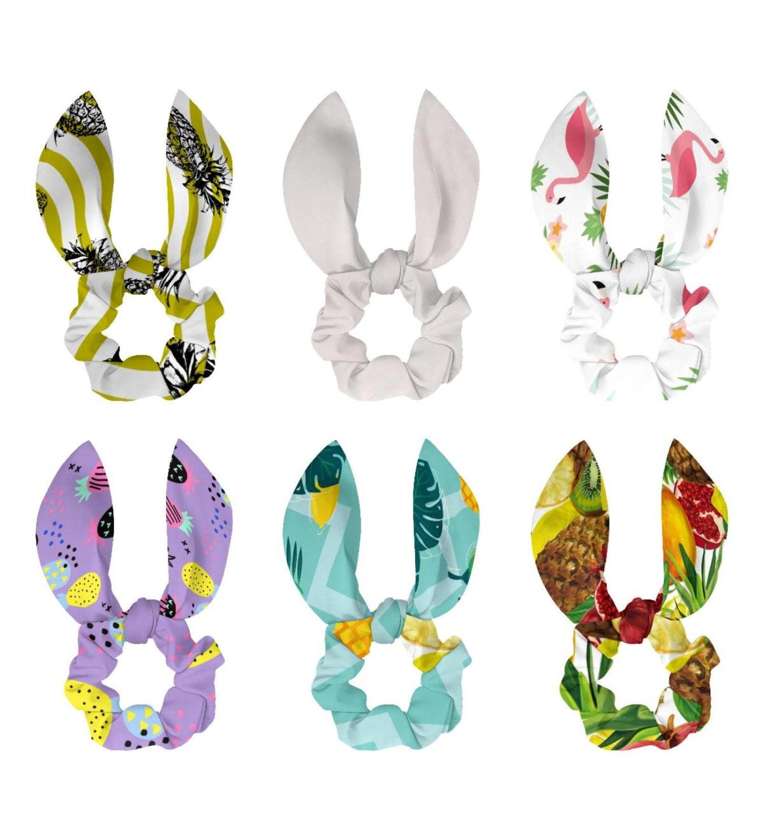6 Pieces Hair Scrunchies Soft Scarves Scrunchies Elastic Hair Bands Bow Hair Ties Rabbit Ears Scrunchy Ponytail Holder Hair Accessories for Women Girls Tropical Sliced Fruits Pineapple Lemon Painted Multi-colored 03 - Buy Online on GoSupps.com