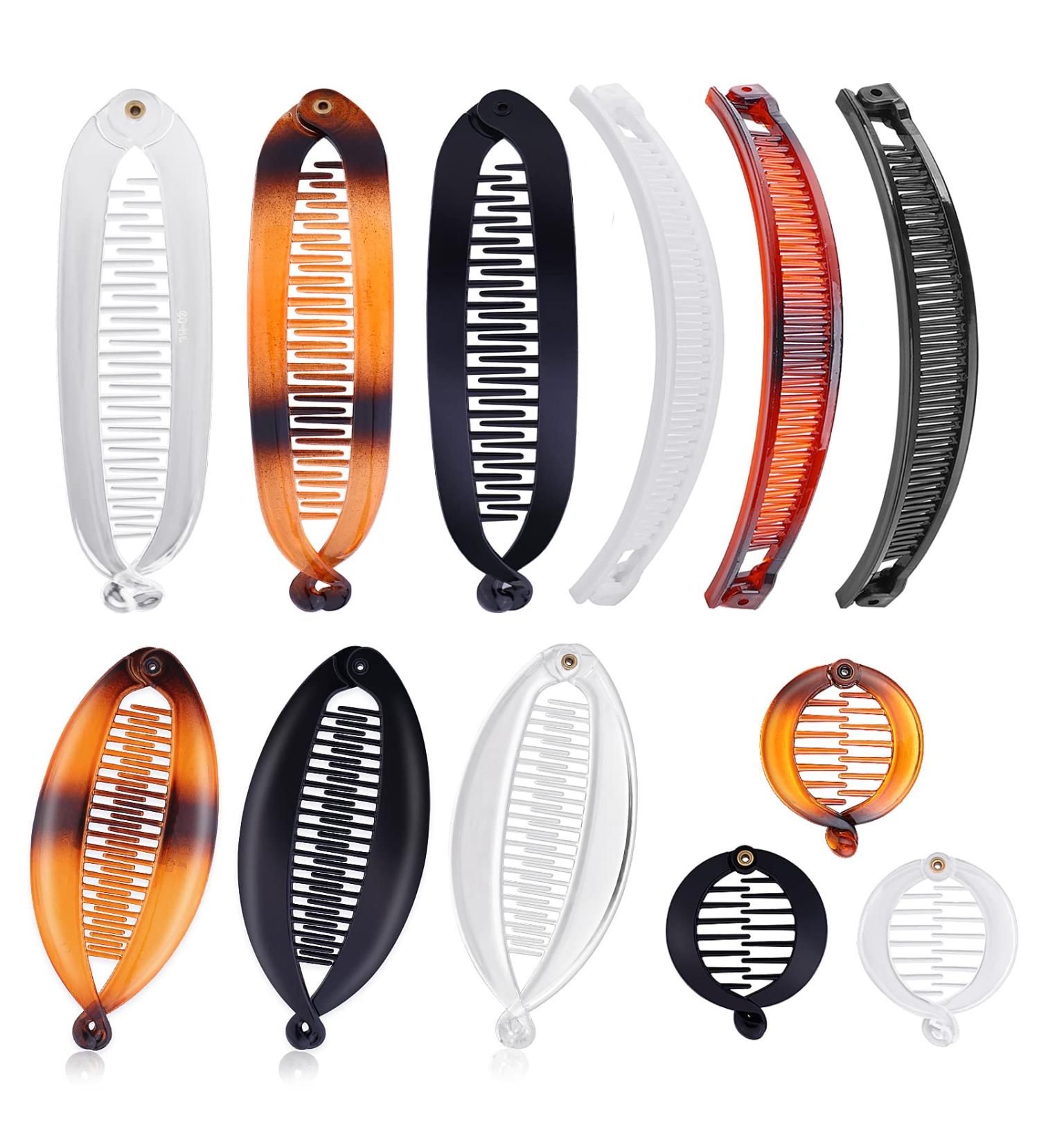 Sibba 12 Pieces Banana Hair Clips for Women Girls - Large Vintage Combs for Thick Curly Hair - Fishtail Clip Ponytail Holder - 12PCS - Buy Online on GoSupps.com