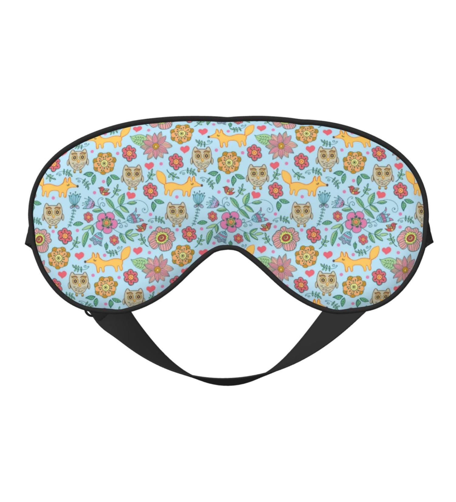 Cartoon Foxes & Owls Double-Sided Sleep Mask | Soft Adjustable Eye Covers for Perfect Shading & Eye Edema Relief - Buy Online on GoSupps.com