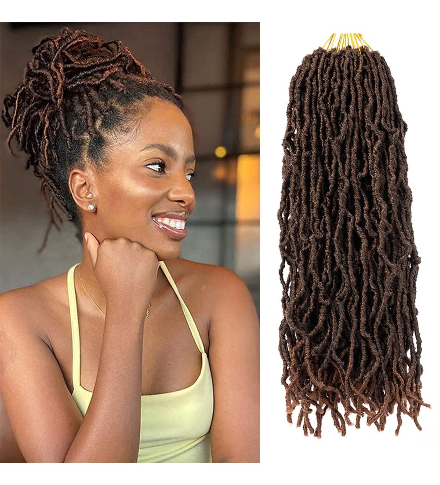 Ubeleco 18 Inch Soft Locs Crochet Hair | Ombre Natural Black Brown Pre-Looped Faux Locs | Synthetic Curly Wavy Locs Crochet Hair (Pack of 8) 1B/30 - Buy Online on GoSupps.com