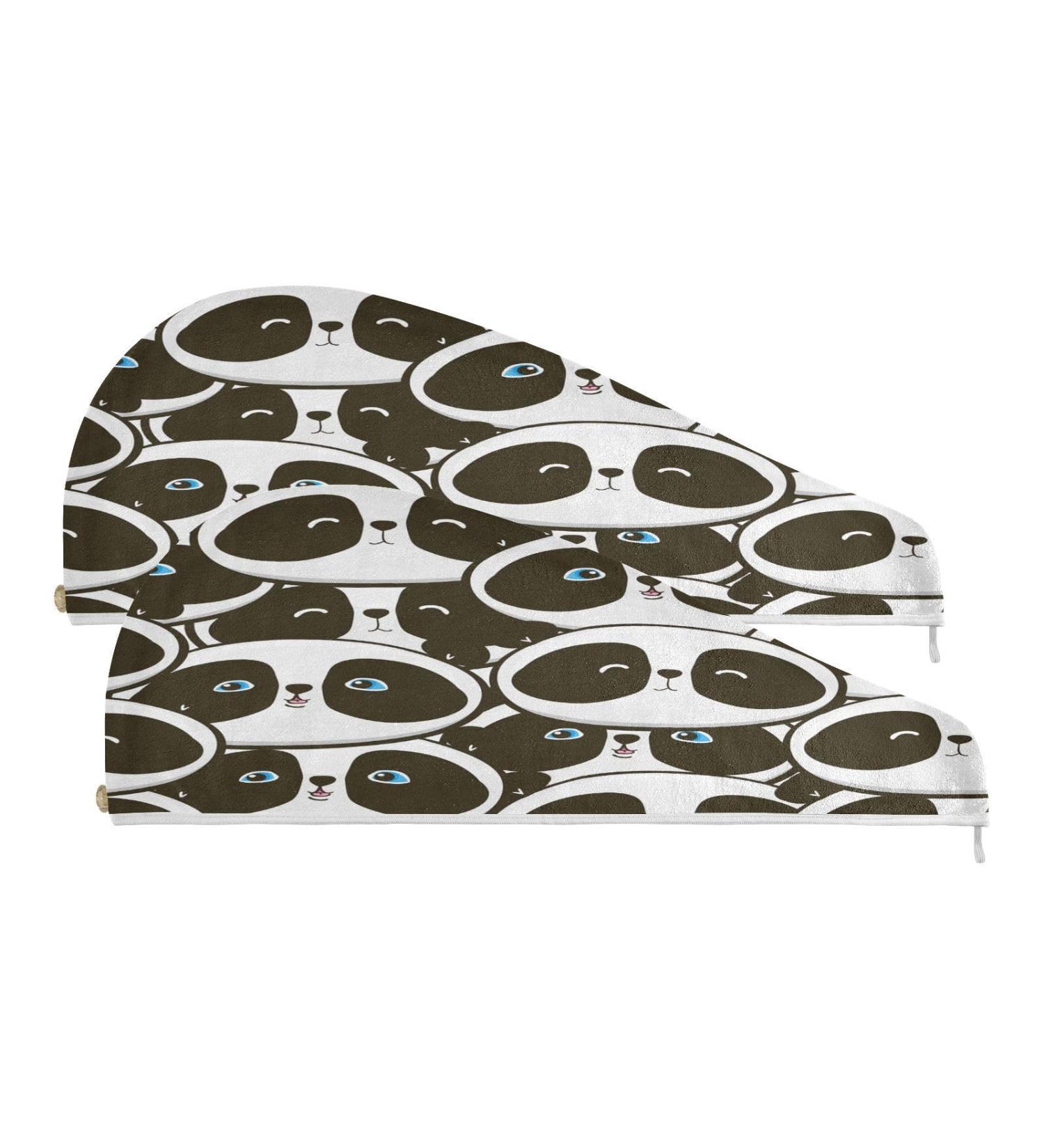 Buy Panda Baby Pattern Quick Dry Hair Cap Set | 2-Piece Super Absorbent Towel & Button Headband - Buy Online on GoSupps.com