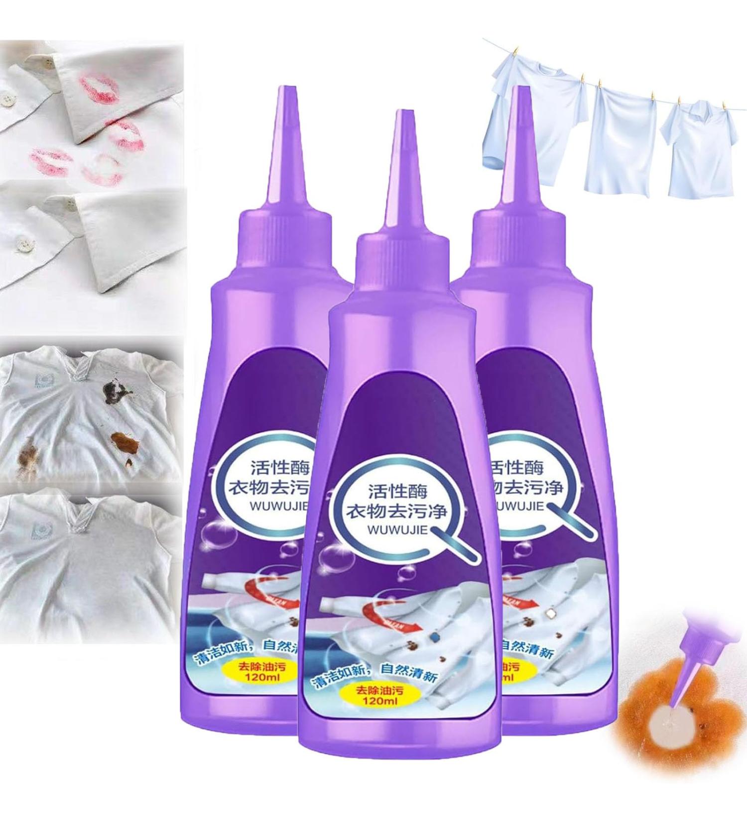 Ocennu Stain Remover Active Enzyme Laundry Stain Remover Purple Bottle Active Enzyme Laundry Stain Remover Garment Stubborn Stain Cleaner Oil Remover Clothes Oil Stain Remover (3Pcs) - Buy Online on GoSupps.com