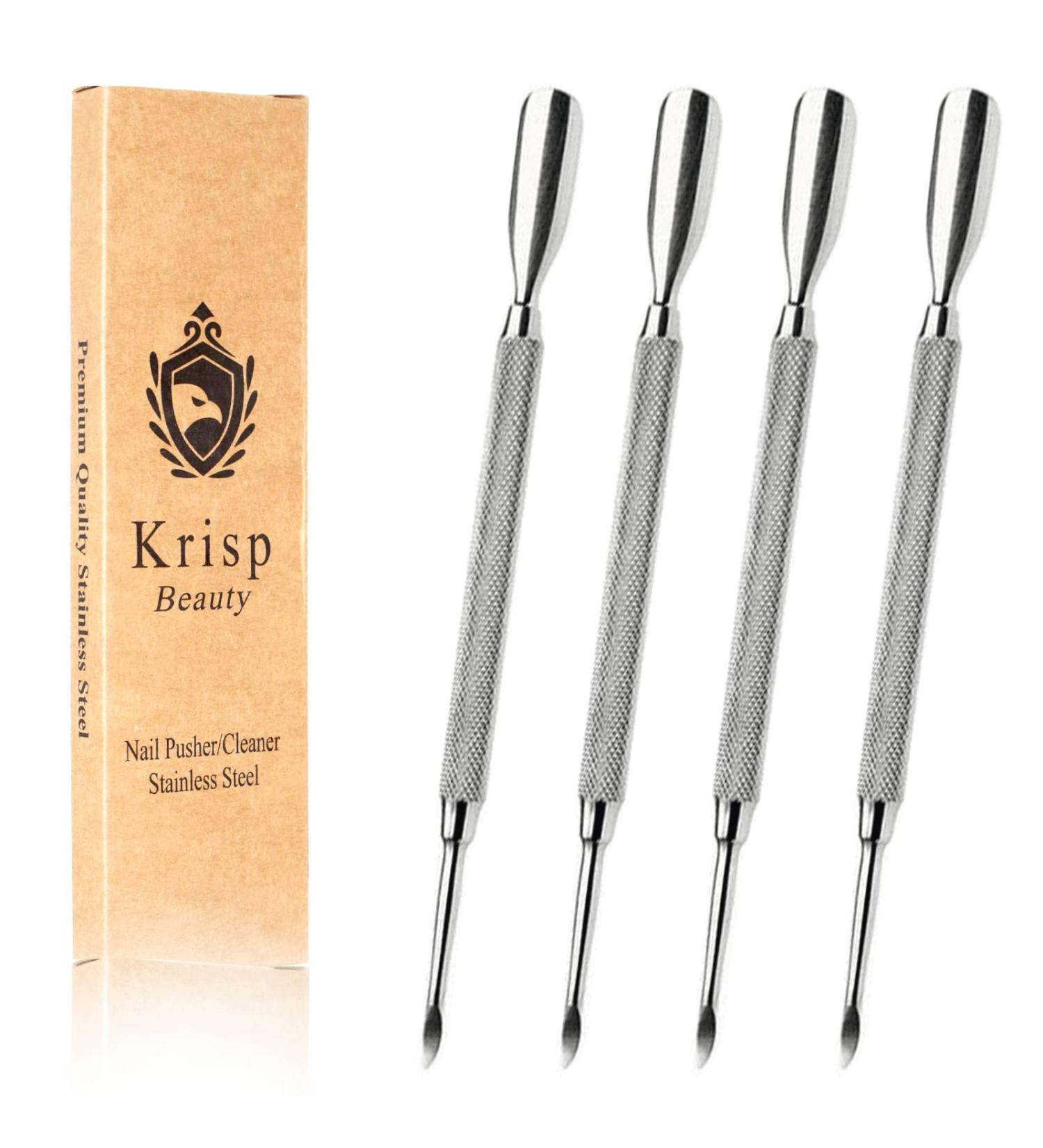 Krisp Cuticle Pusher Dual Sided - Surgical Grade Stainless Steel 4 PC Set for Manicure and Pedicure Nail Care - Buy Online on GoSupps.com