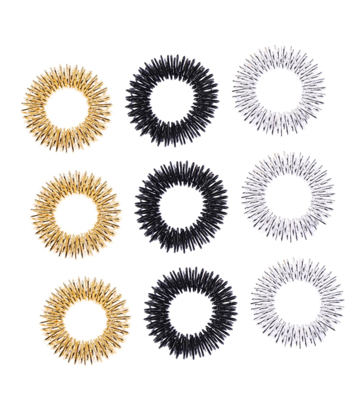 Solustre 9-Set Battery Ring Finger Massage Rings - Acupressure Metal Circles for Relaxation & Relief | Ideal for Household Use & Gift - Buy Online on GoSupps.com