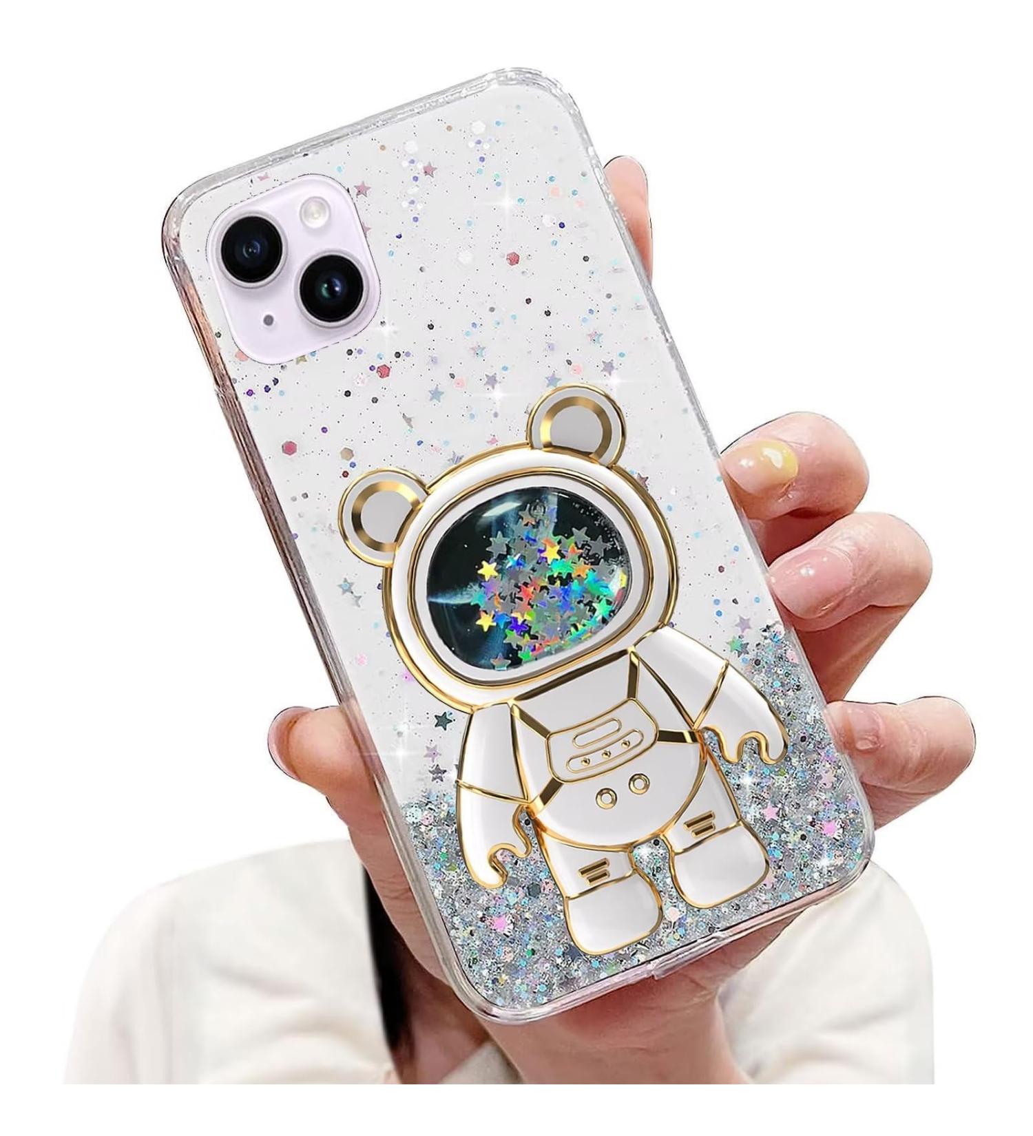 Buy Tivenfezk Nadoli for iPhone 15 - Glitter Astronaut Stand Soft Silicone Protective Case - Buy Online on GoSupps.com