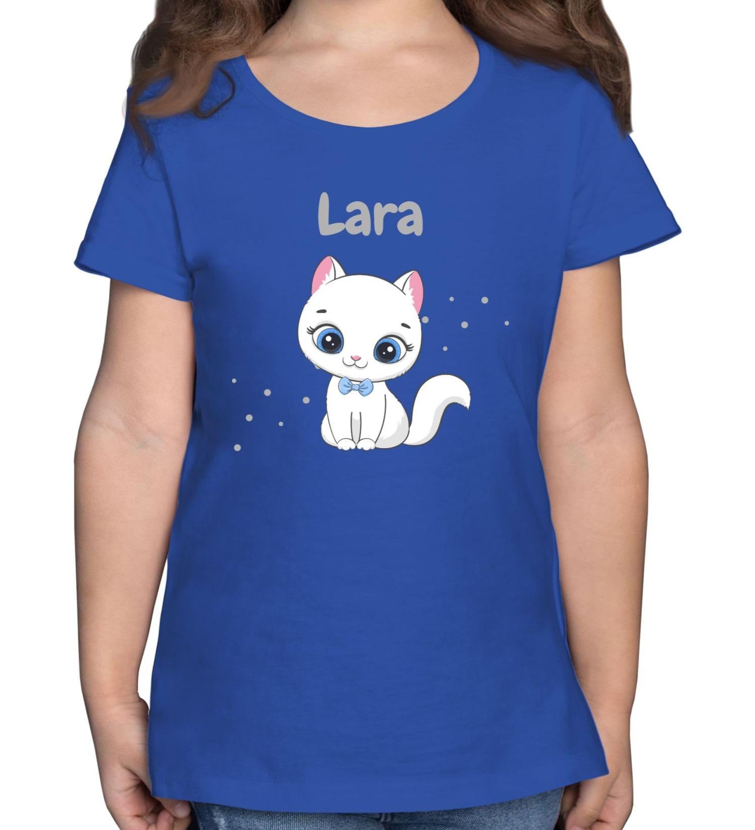 Personalized Cat T-Shirt for Girls - Cute Cat Motif | Gift by Shirtracer - Royal Blue 128 - Buy Online on GoSupps.com
