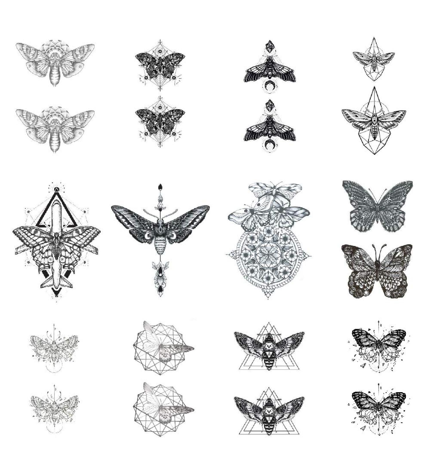 SanerLian Butterfly Temporary Tattoo Sticker Set - 12 pcs, Body Art for Women/Girls, Chest/Back/Arm Fake Tattoo, Moth Insect Design 10.5X6cm - Buy Online on GoSupps.com