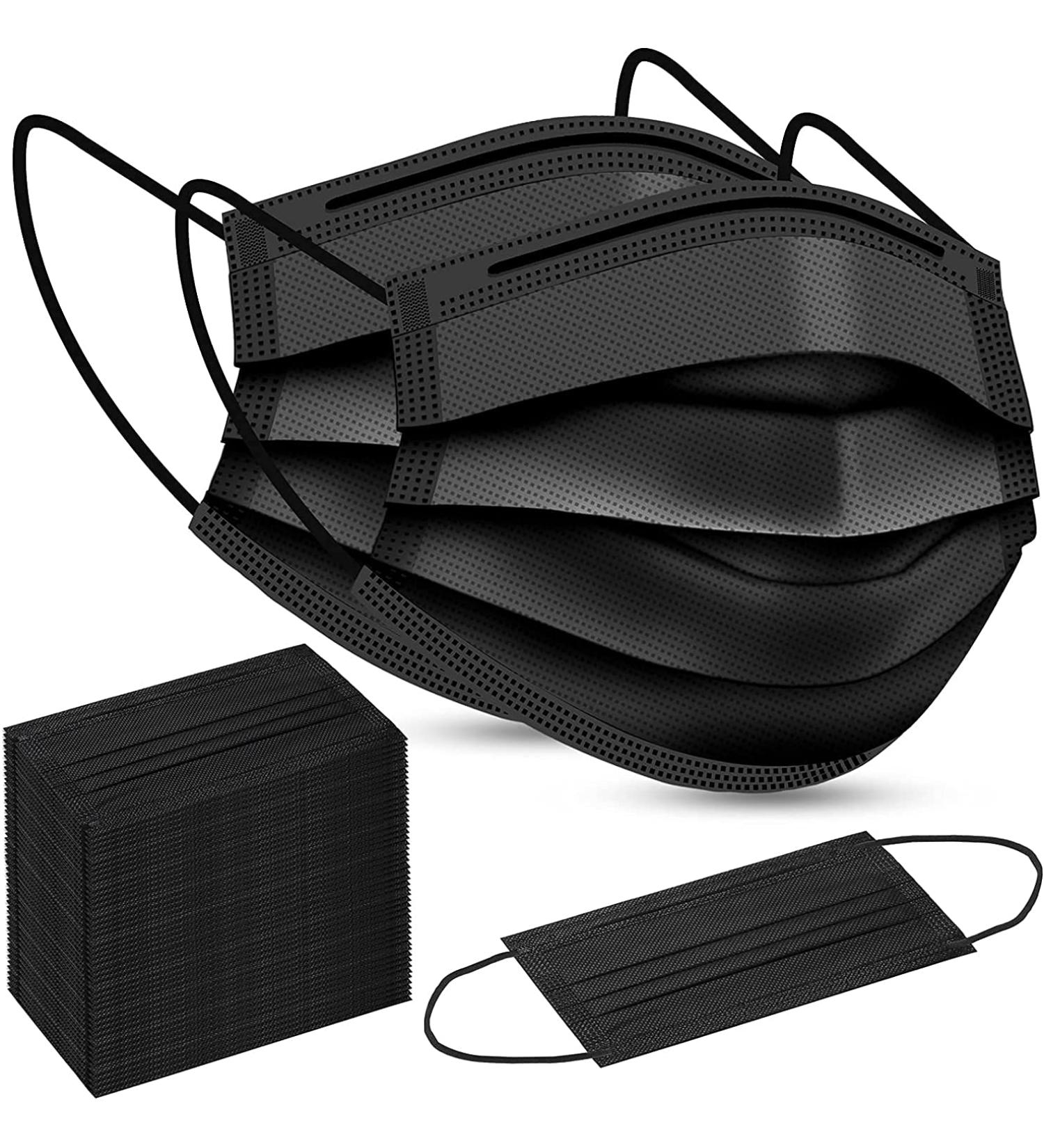 100 Pack Black Disposable Face Masks - 3 Ply Filter Protection | Healthcare & Safety - Buy Online on GoSupps.com