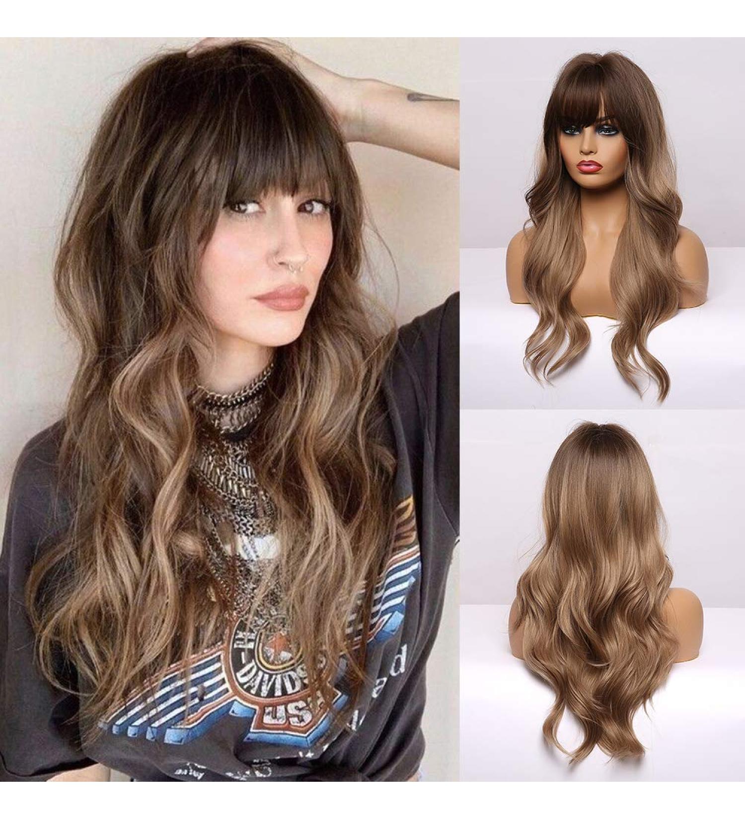 Premium Long Wavy Ombre Dark Blonde Wigs with Ponytail | Heat-Resistant Synthetic Women s Wigs for Everyday Party & Cosplay - Buy Online on GoSupps.com