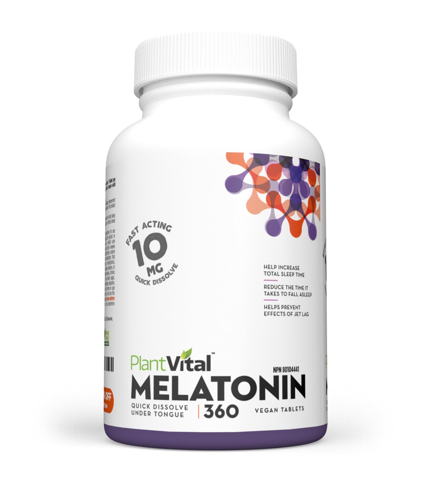 PlantVital Melatonin 10mg - Maximum Strength Fast Dissolve Tablets - Sleep Support Jet Lag Relief Sleep Aid Reset Sleep-Wake Cycle Restful Sleep - 360 Count 360 count (Pack of 1) - Buy Online on GoSupps.com