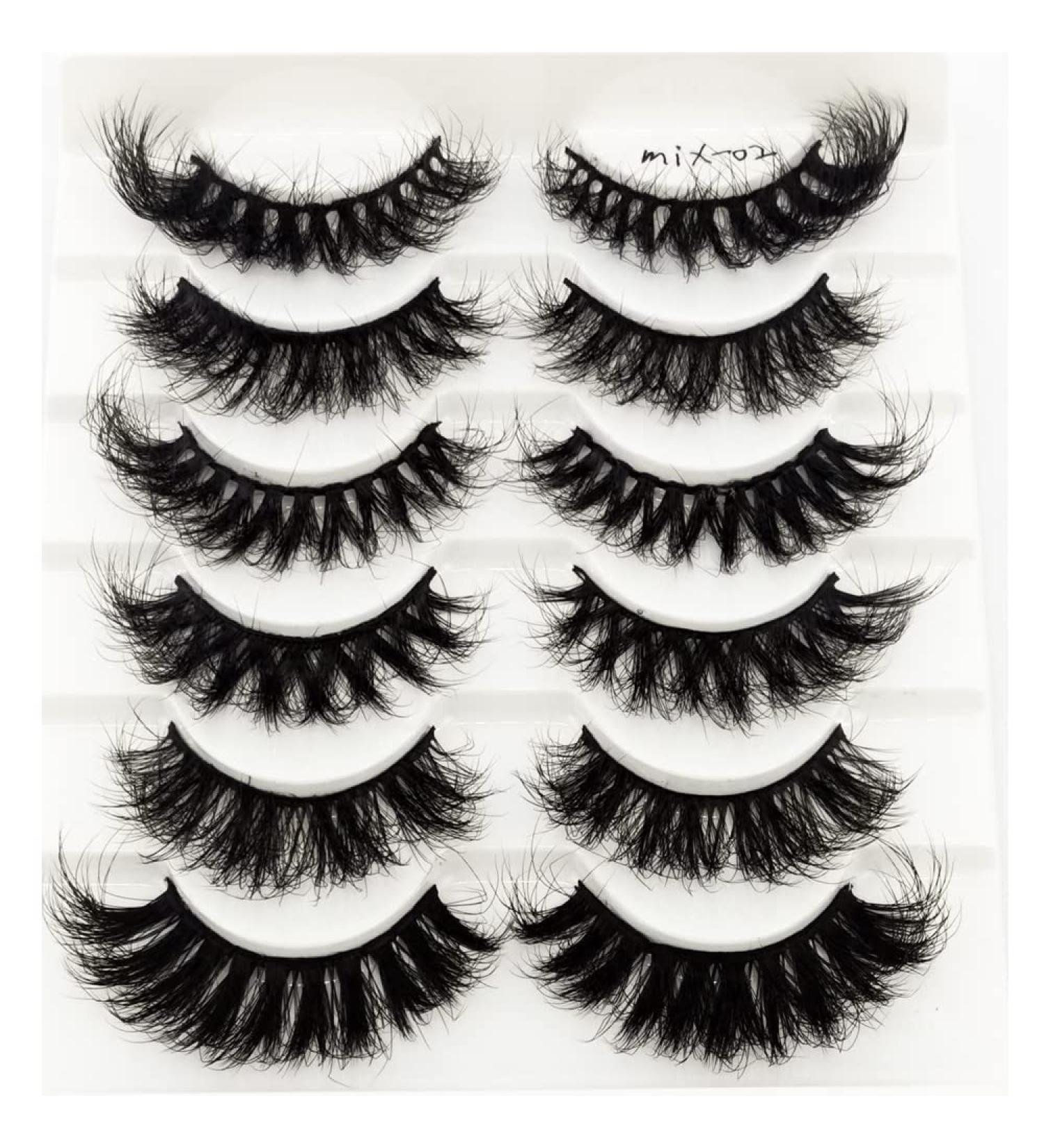 HBZGTLAD Cat-Eye 8D Wispy False Eyelashes - Pack of 6 Pairs | Dramatic Long Thick Volume Faux Mink Lashes | Mix-02 - Buy Online on GoSupps.com