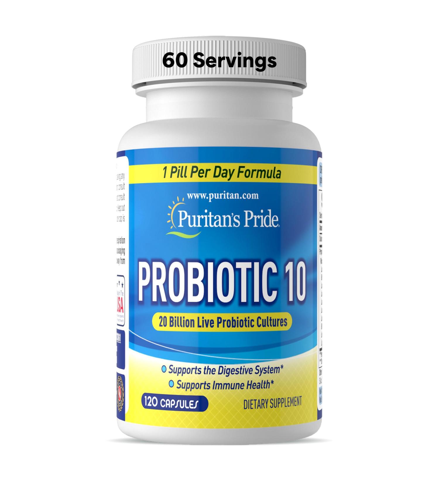 Probiotic 10 with Vitamin D to support immune function* 120 count by Puritan's Pride 120 Count (Pack of 1) - Buy Online on GoSupps.com