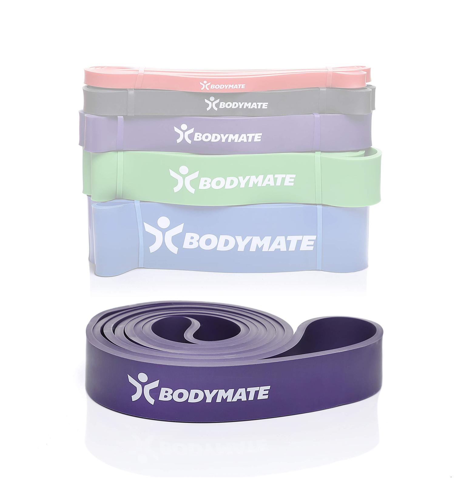 Bodymate Fitness Band 208 cm - Natural Latex Resistance Band for Strength Endurance & Flexibility - Medium Purple 3.2cm (16-36kg) - Ideal for Beginners & Professionals - Buy Online on GoSupps.com