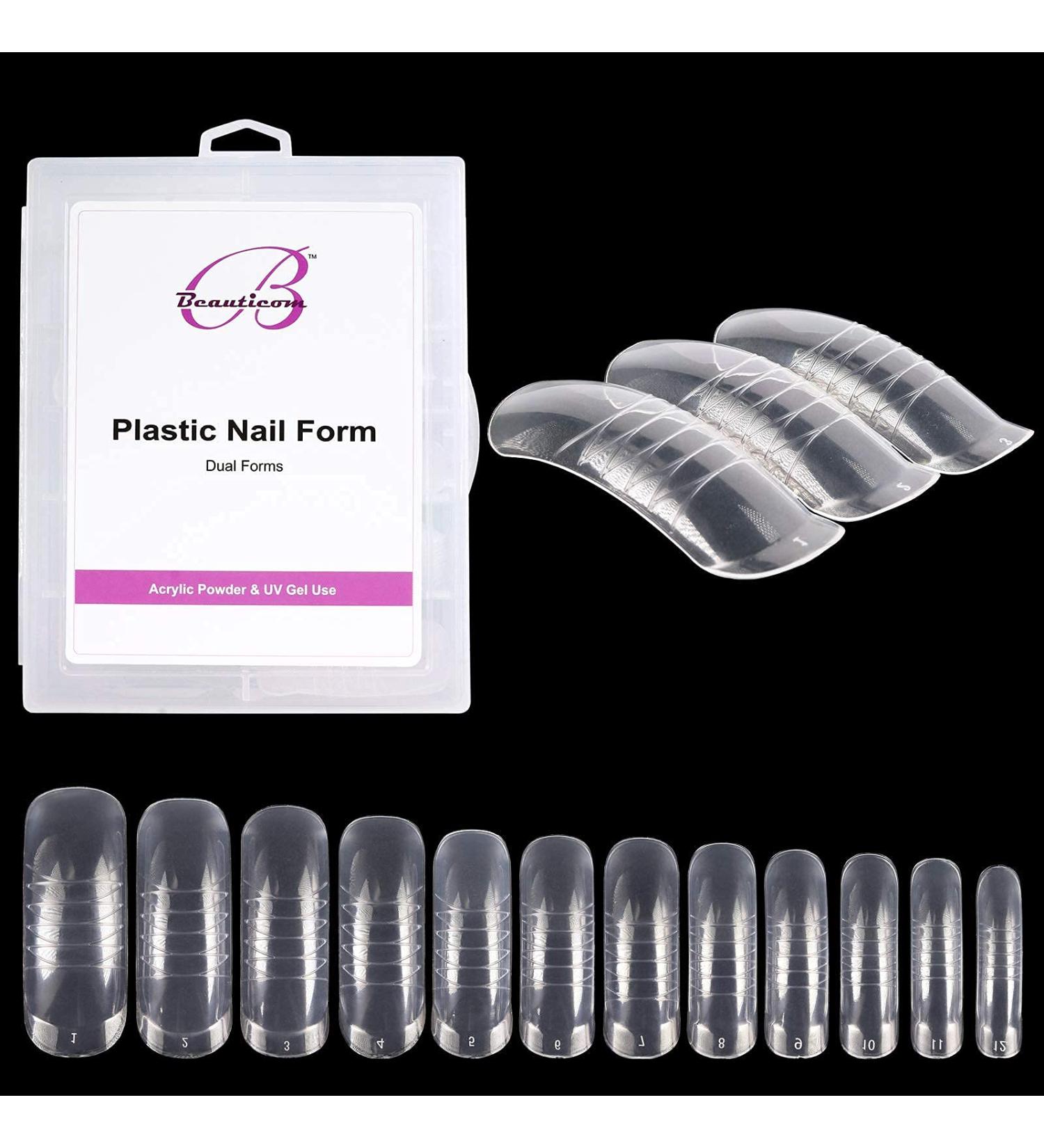 Beauticom USA Dual Nail Form Set Box | Frosted & Clear False Nail Forms for Salons & DIY Manicure - Buy Online on GoSupps.com