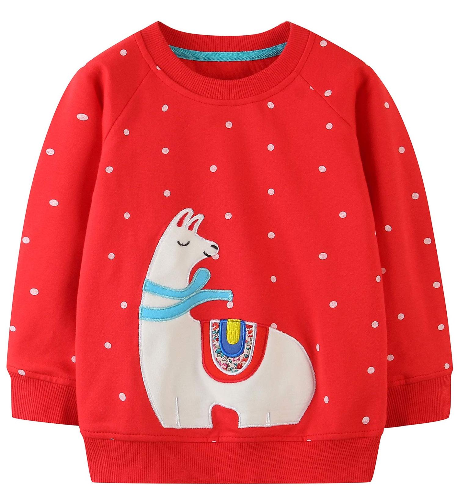 Girls Cotton Sweatshirt | Long Sleeve Pullover | Toddler Casual Jumper | Age 2-3 Years | Red - Buy Online on GoSupps.com