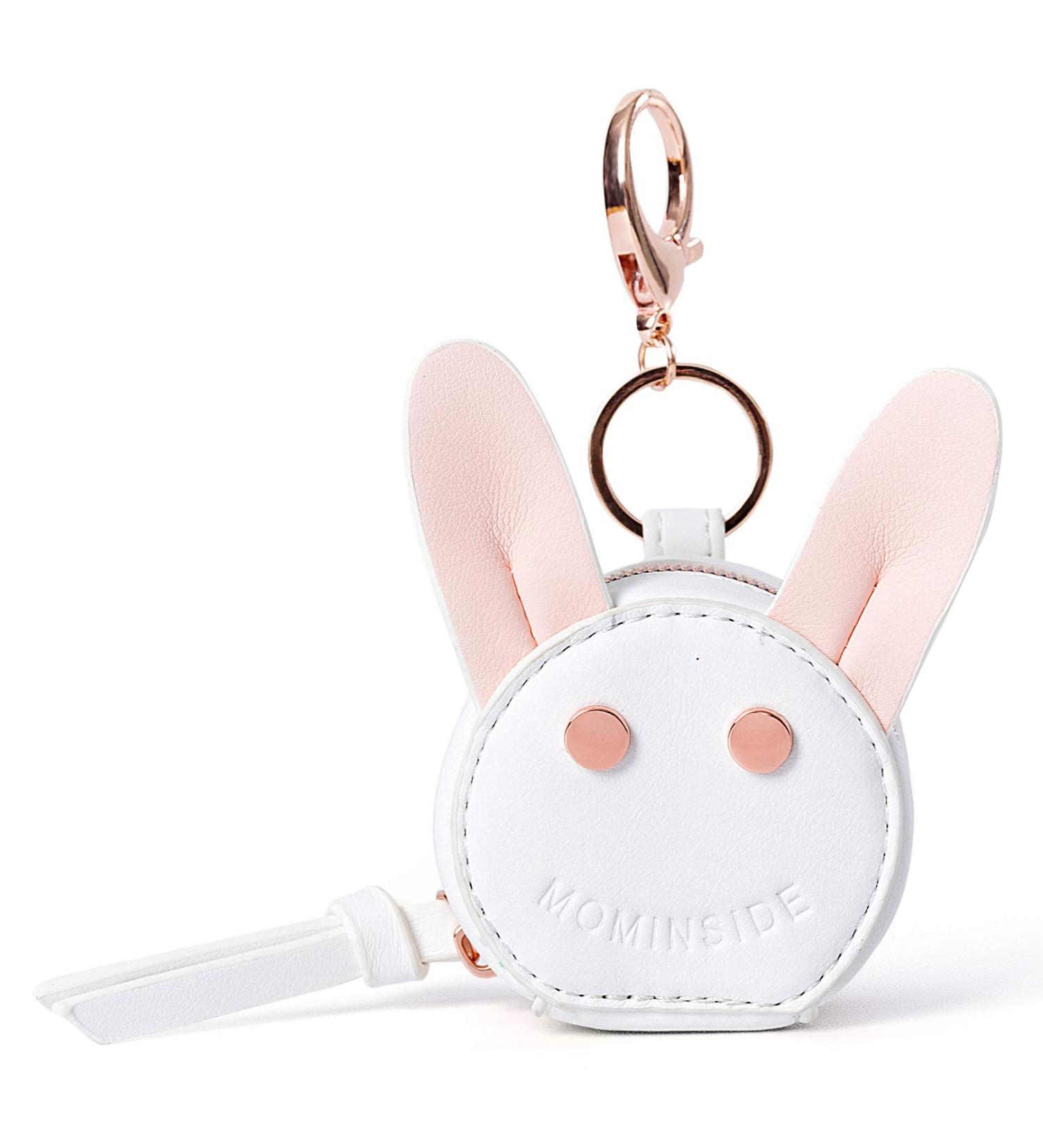 MOMINSIDE Pacifier Case Holder with Clip - Cute Rabbit Bag Charm - Holds 2 Pacifiers - White & Pink - Buy Online on GoSupps.com