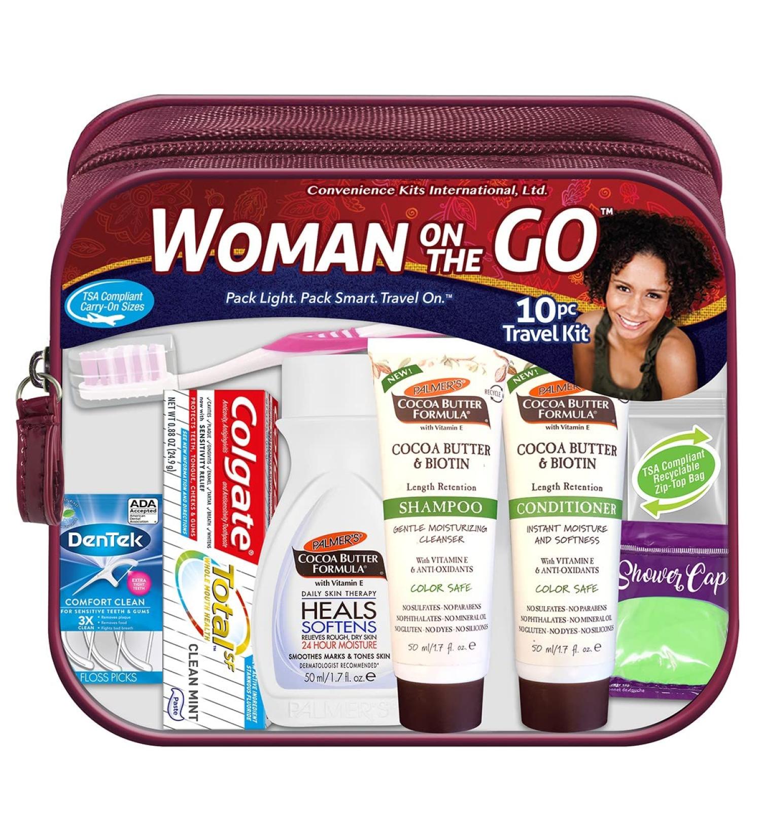 Women's Multicultural 10 PC Grooming & Hygiene Travel Kit with Palmer's Hair & Body Products - Beige (23AZ) - Buy Online on GoSupps.com