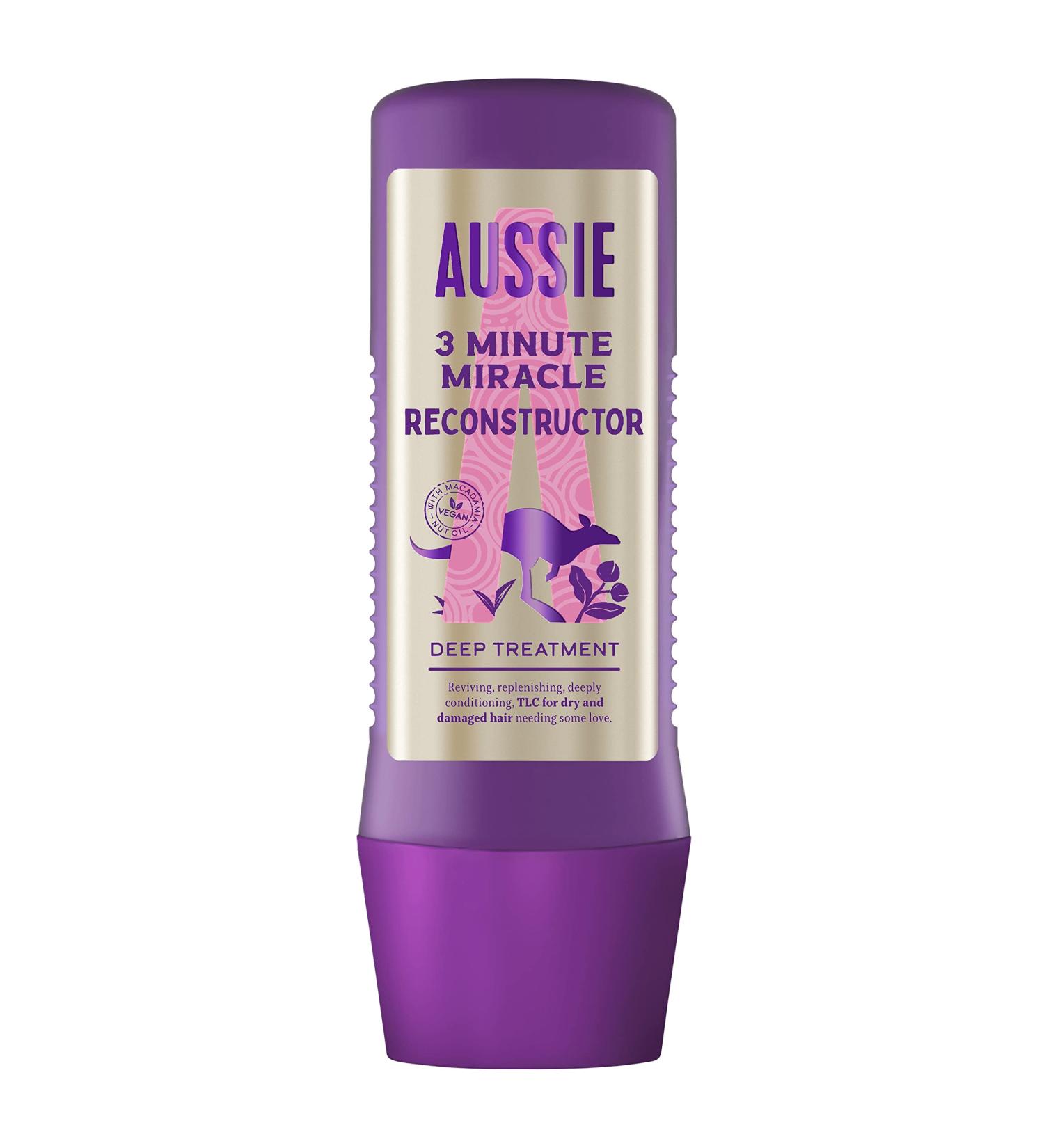 Aussie 3 Minute Miracle Reconstructor Vegan Intensive Nourishing Treatment For Dry & Damaged Hair With Australian Macadamia Nut Oil 225ml - Buy Online on GoSupps.com