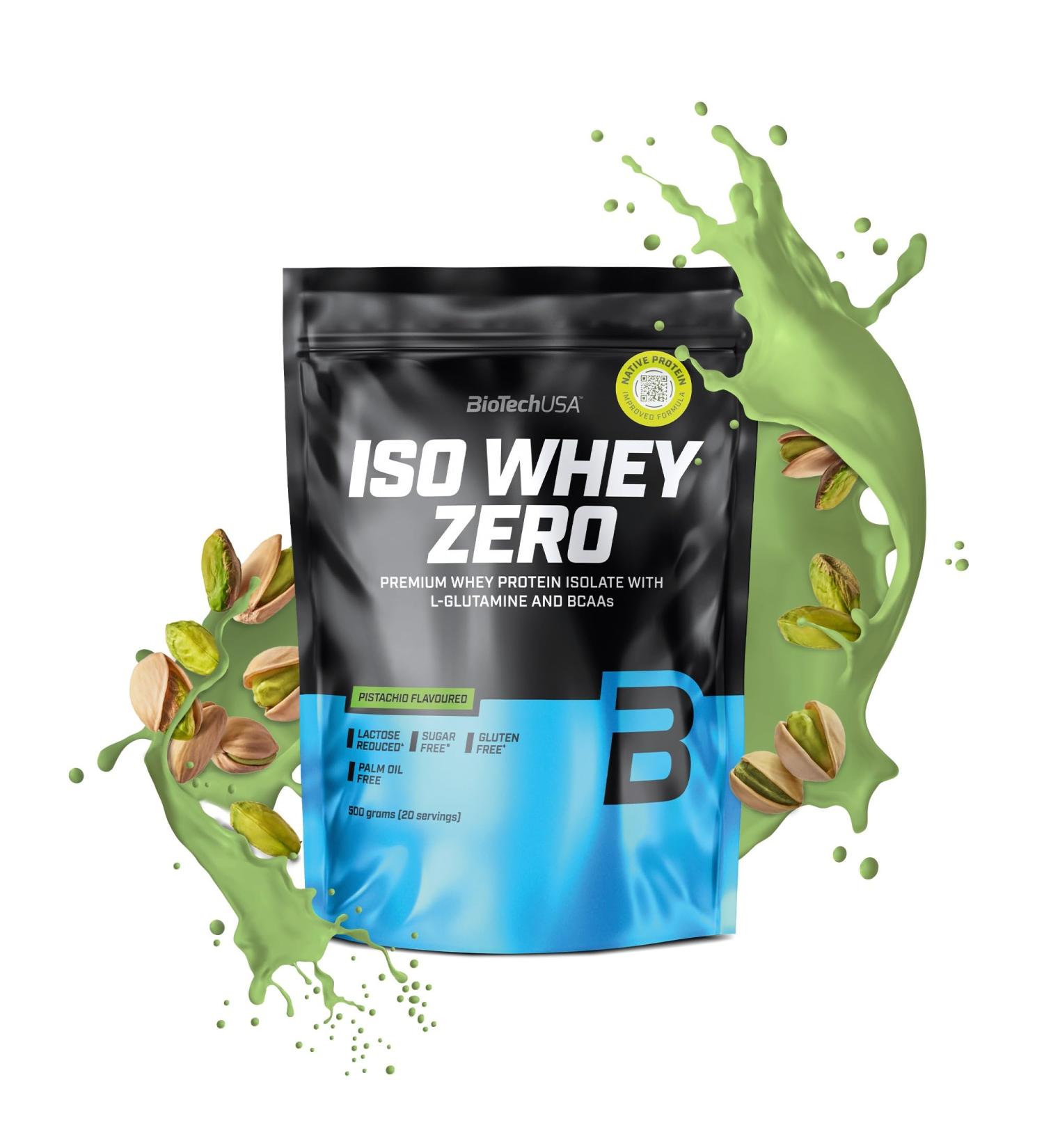 BioTechUSA Iso Whey Zero | Premium Whey Protein Isolate | Grass-Fed | Enzyme-Free | Sugar- and Gluten-free 500 g Pistaches - Buy Online on GoSupps.com