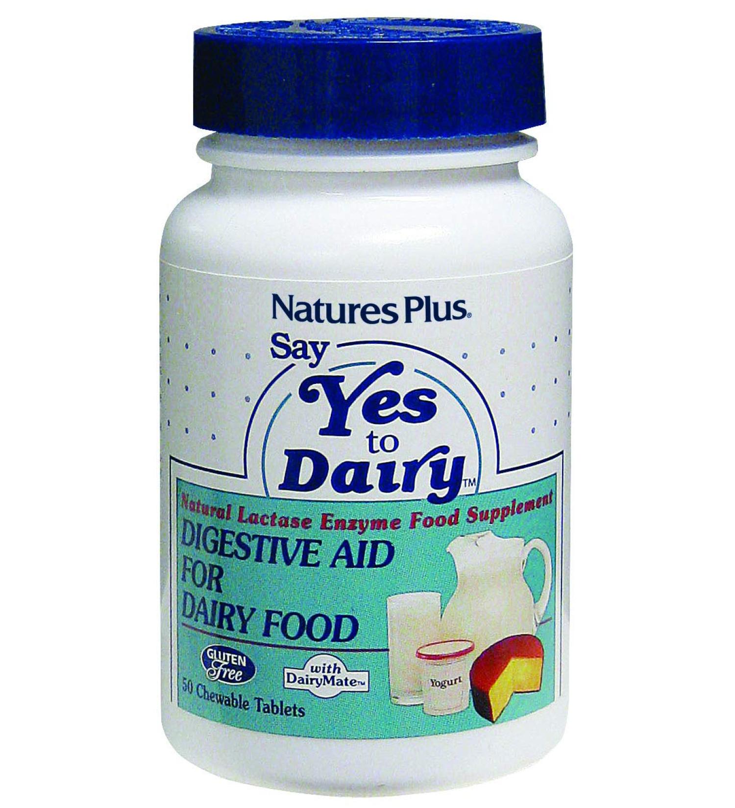 Nature's Plus Say Yes Dairy Digestive Aid - 50 Chewable Tablets for Dairy Relief - Buy Online on GoSupps.com