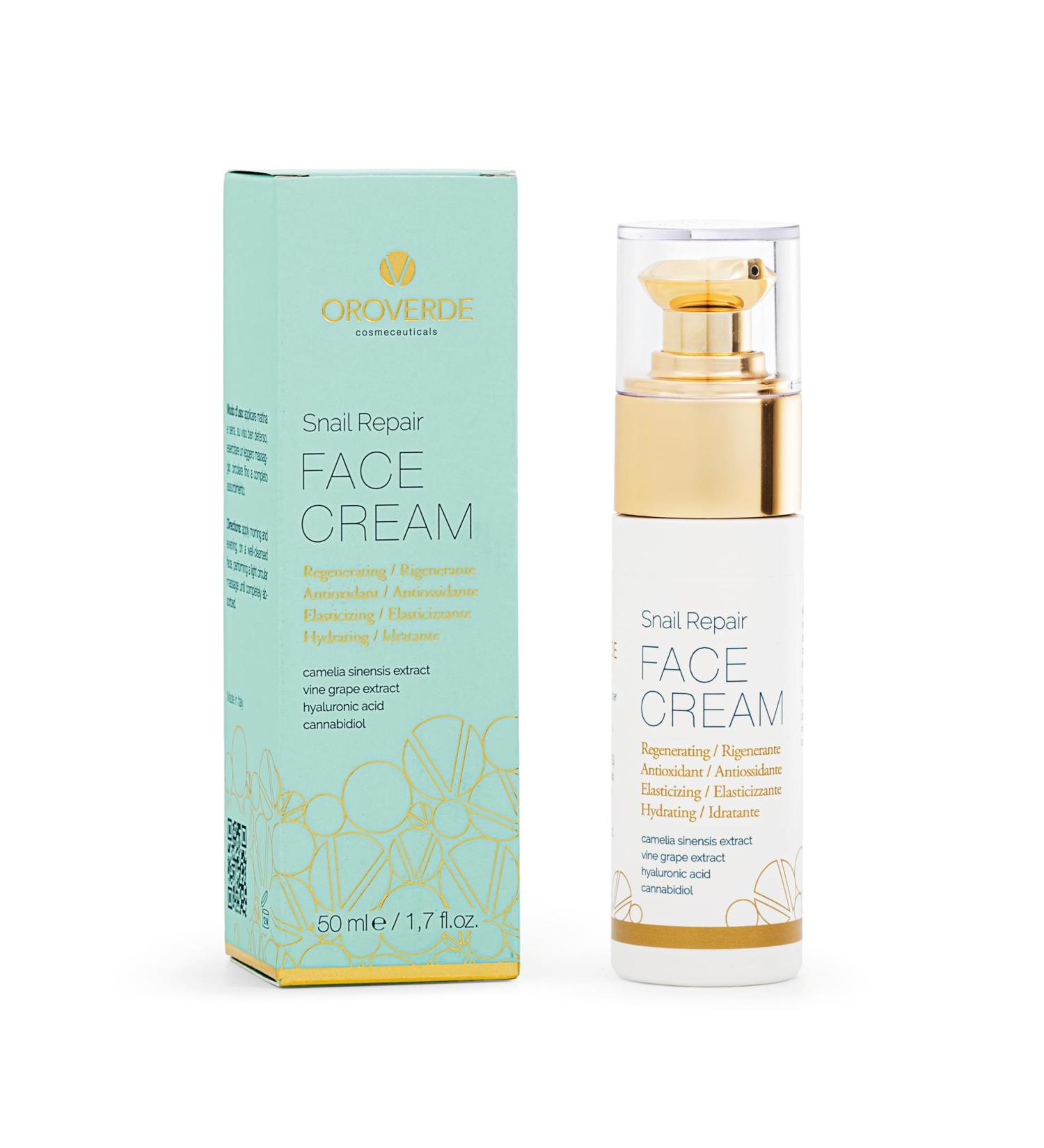  OROVERDE OROVERDE Repairing Face Cream with 65% Snail Slime 50ml - Moisturizing and Regenerating with Hyaluronic Acid Centella and Vitamins B3-B5 - Elastic and Protective for Radiant Skin - Buy Online on GoSupps.com