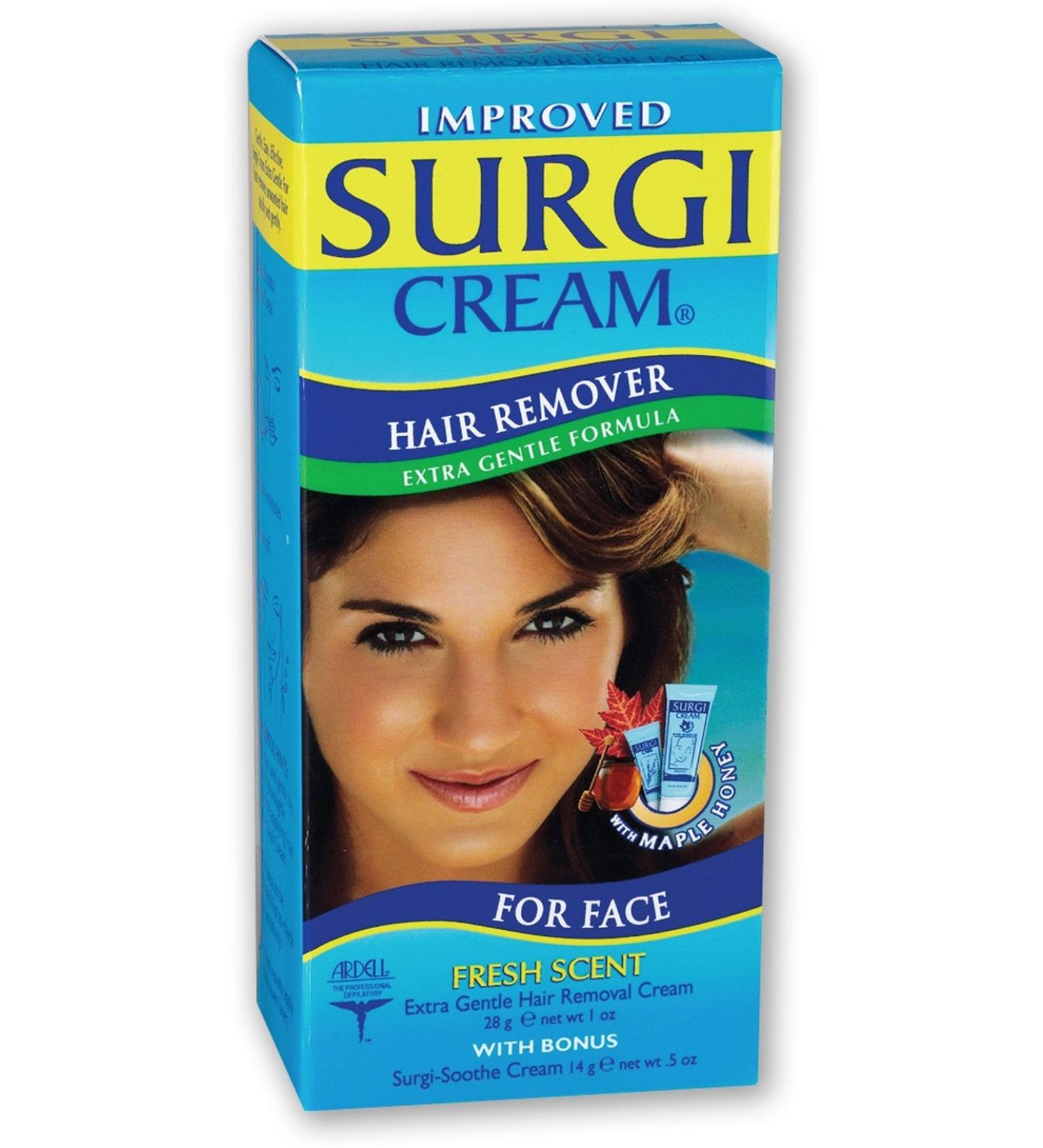 SURGI-CREAM Hair Remover For Face Extra Gentle Formula 1 oz (Pack of 4)