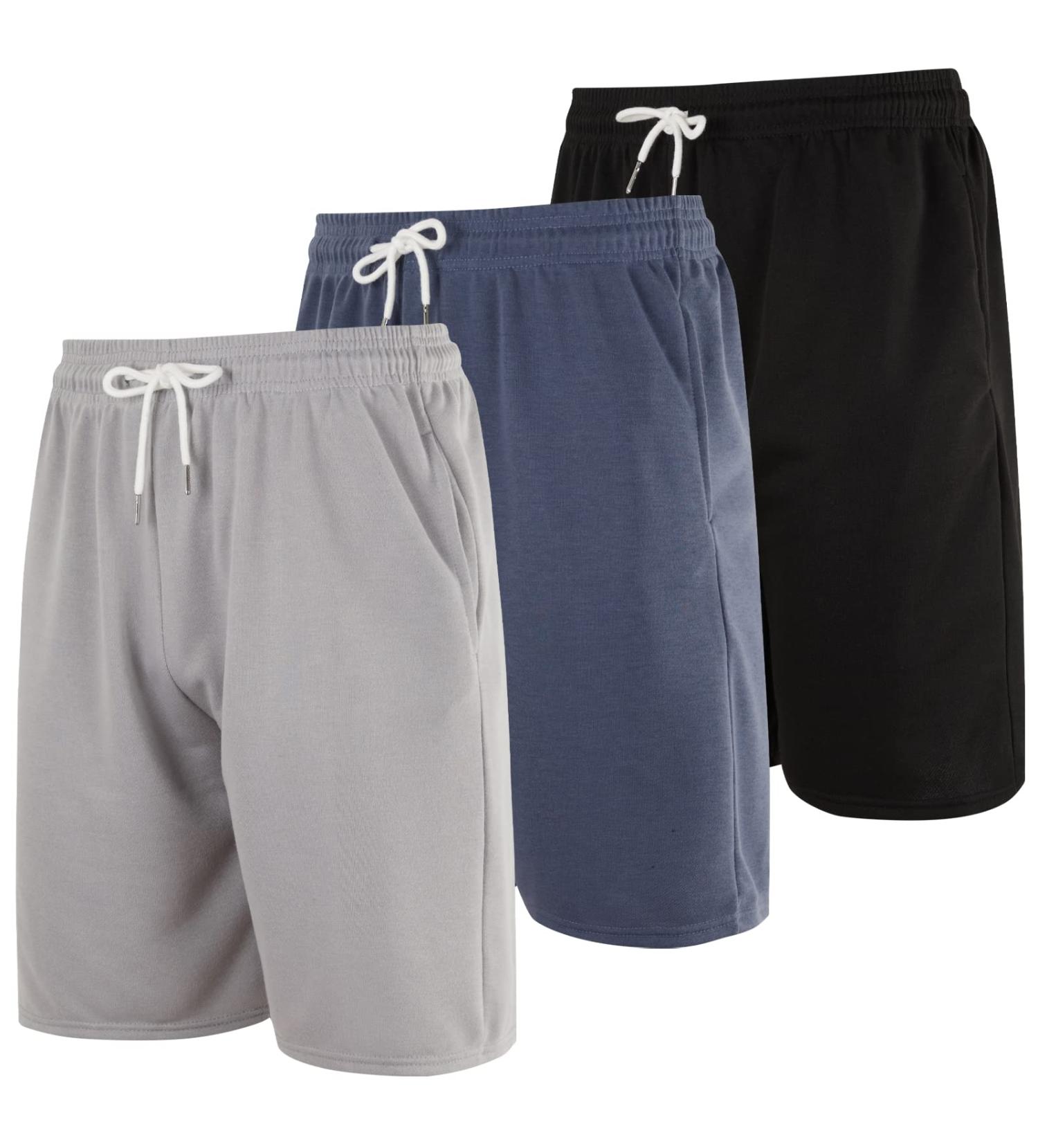 Men's 9 French Terry Cotton SweatShorts 3-Pack with Pockets - Big & Tall Sizes Available - Buy Online on GoSupps.com