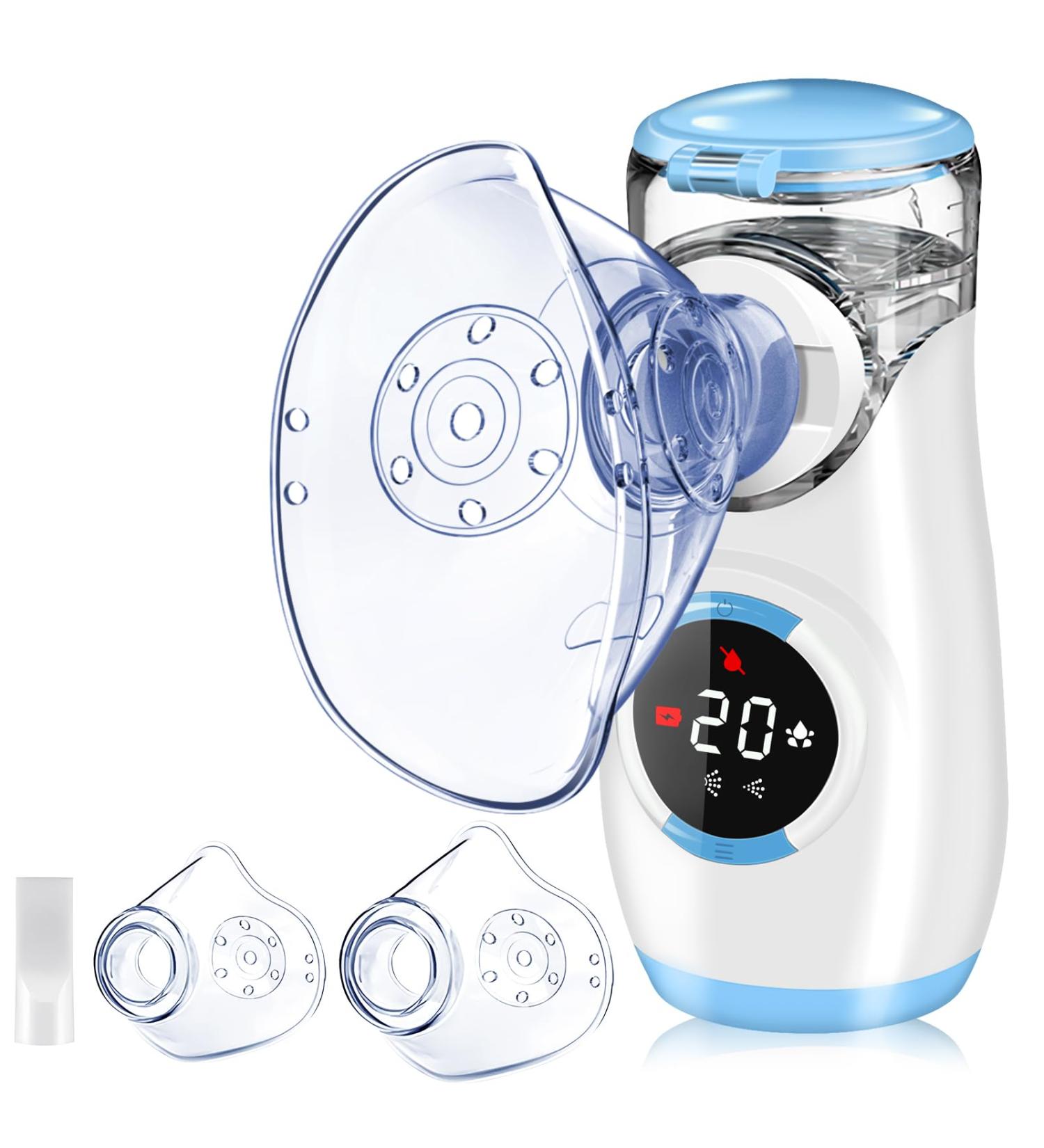 Wholede Digital Inhalation Device for Kids & Adults | Quiet Portable Nebulizer with Countdown Timer 2 Masks & Mouthpiece - Buy Online on GoSupps.com
