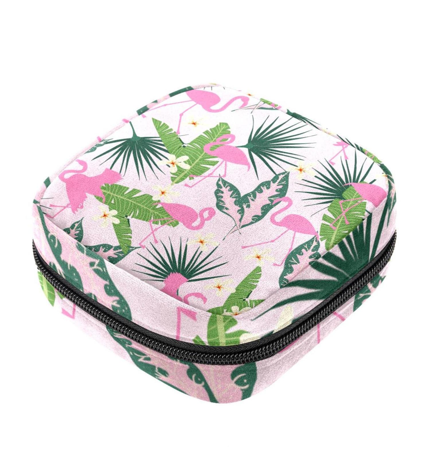 Flamingo Menstrual Cup Pouch & Sanitary Napkin Storage Bag - Portable Organizer for Girls - Multicoloured - Buy Online on GoSupps.com