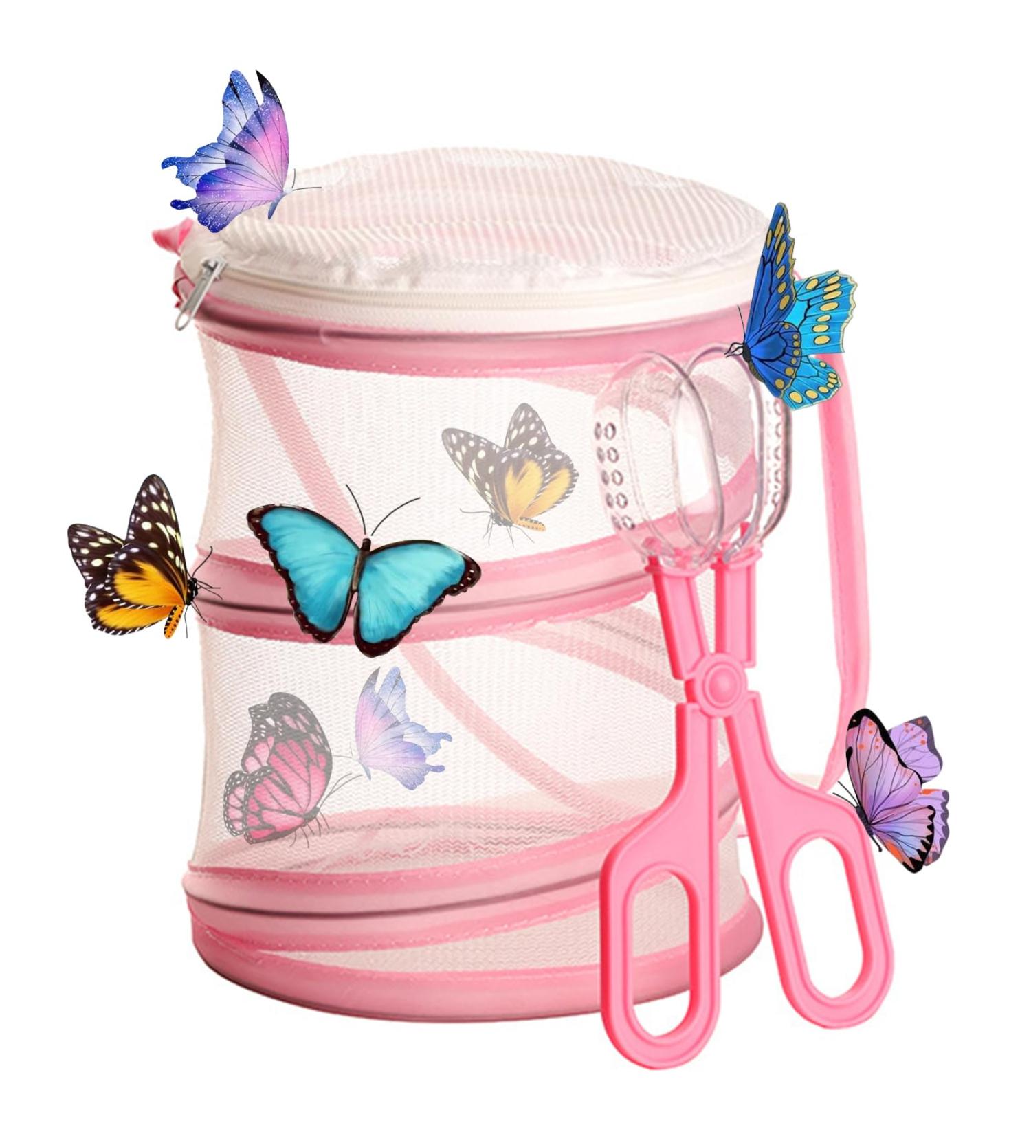 TAIZER Butterfly Habitat Insect Cage Bug Catcher Net Butterfly Habitat Cage Insect Reproduction Mesh Insect Habitat Collapsible Bug Catcher Net Insect Mesh Cage Mini Habitat Cage (Pink) - Buy Online on GoSupps.com