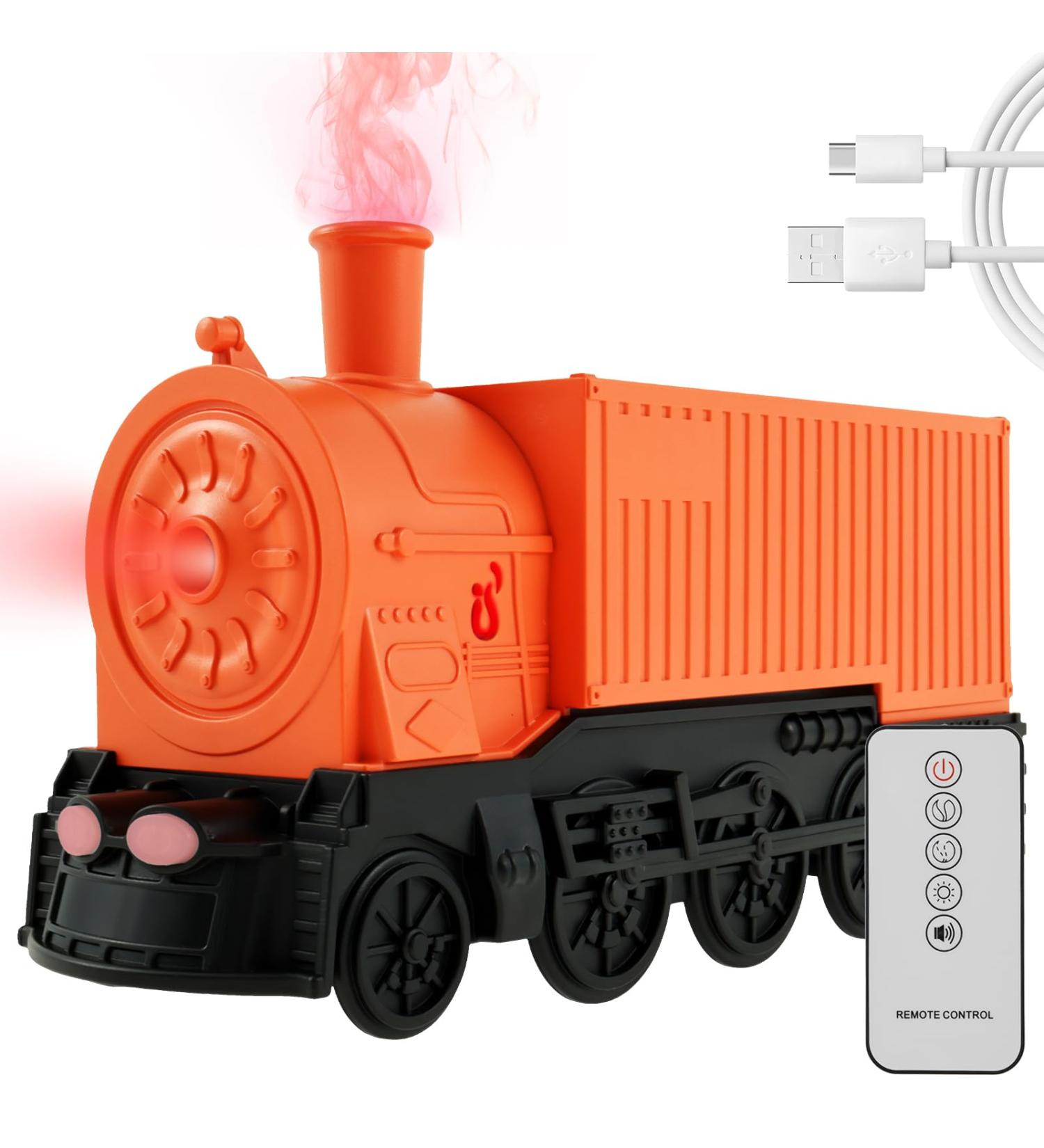 Essential Oil Diffuser 300ml - Train Humidifier with Timer 2 Spray Modes & Remote for Bedroom & Home Office Decor - Perfect Birthday Gift (Orange - Buy Online on GoSupps.com