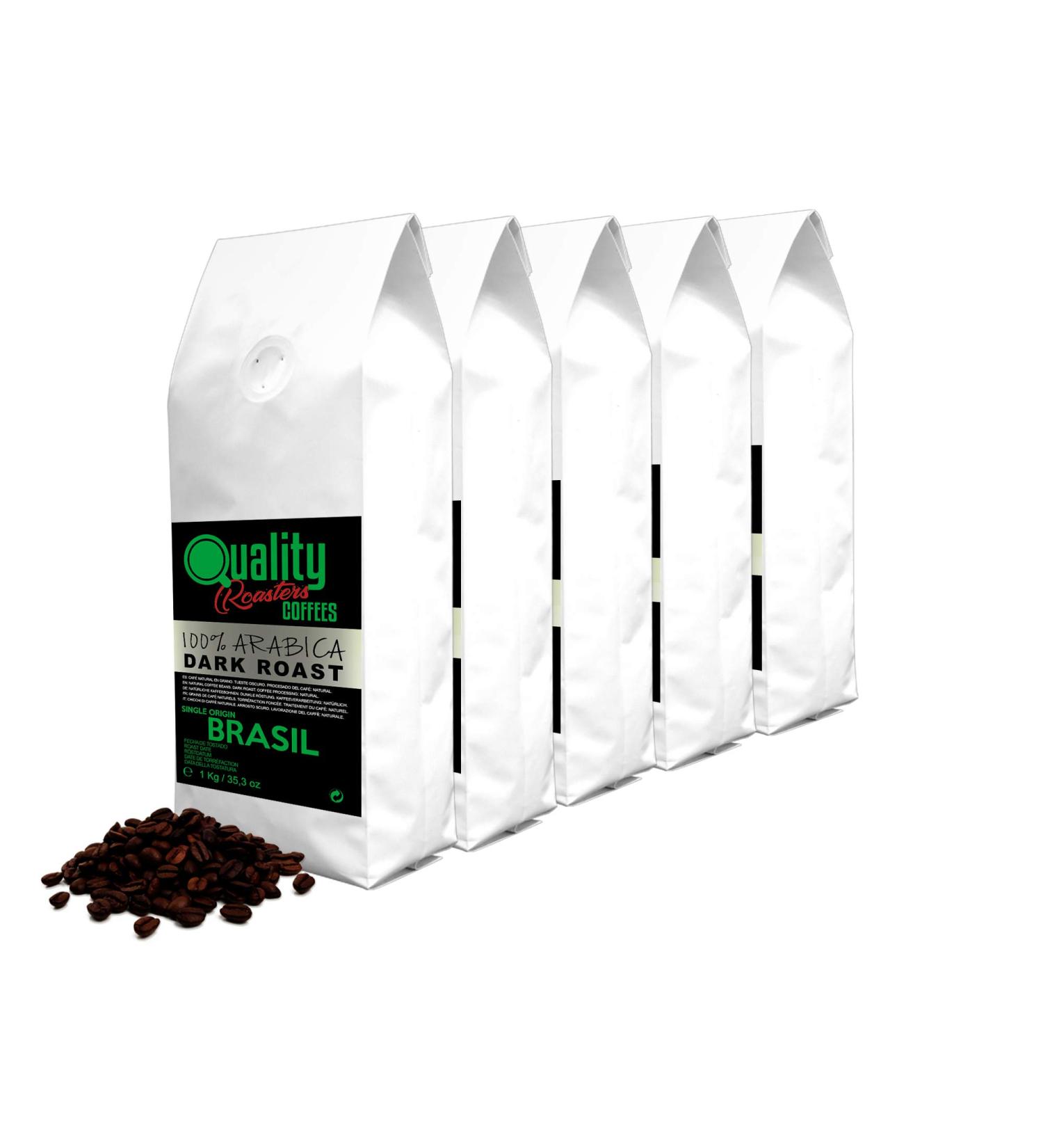 Quality Roasters Coffees. Natural Coffee Beans. Dark Roast. 100% Arabica. Single Origin Brazil. Hand Roasted. Dark Roast. (5 Kg) - Buy Online on GoSupps.com