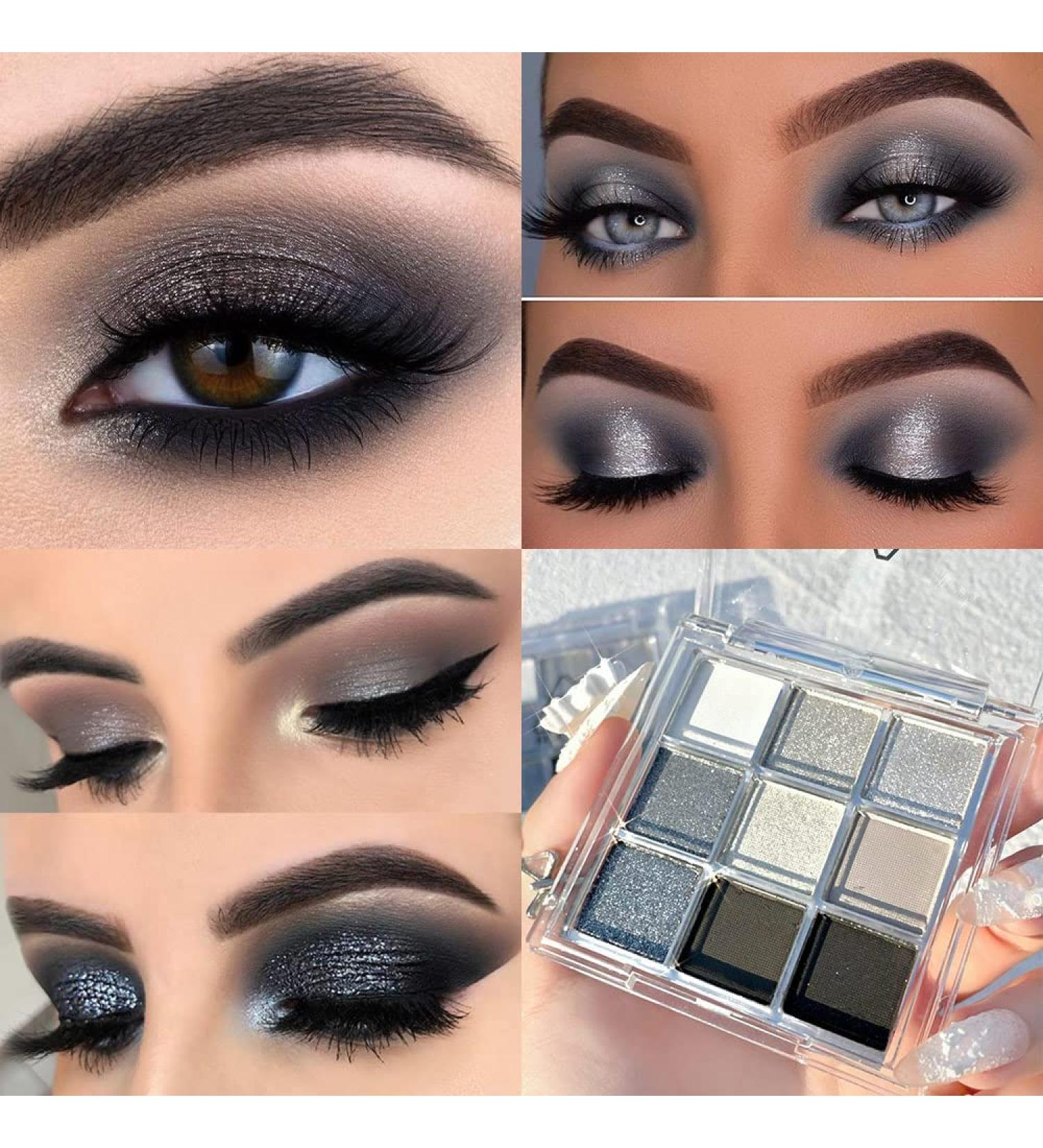Black Smokey Gray Silver Glitter Eyeshadow Palette - 9 Cool Toned Shades by Black Radiance - Buy Online on GoSupps.com