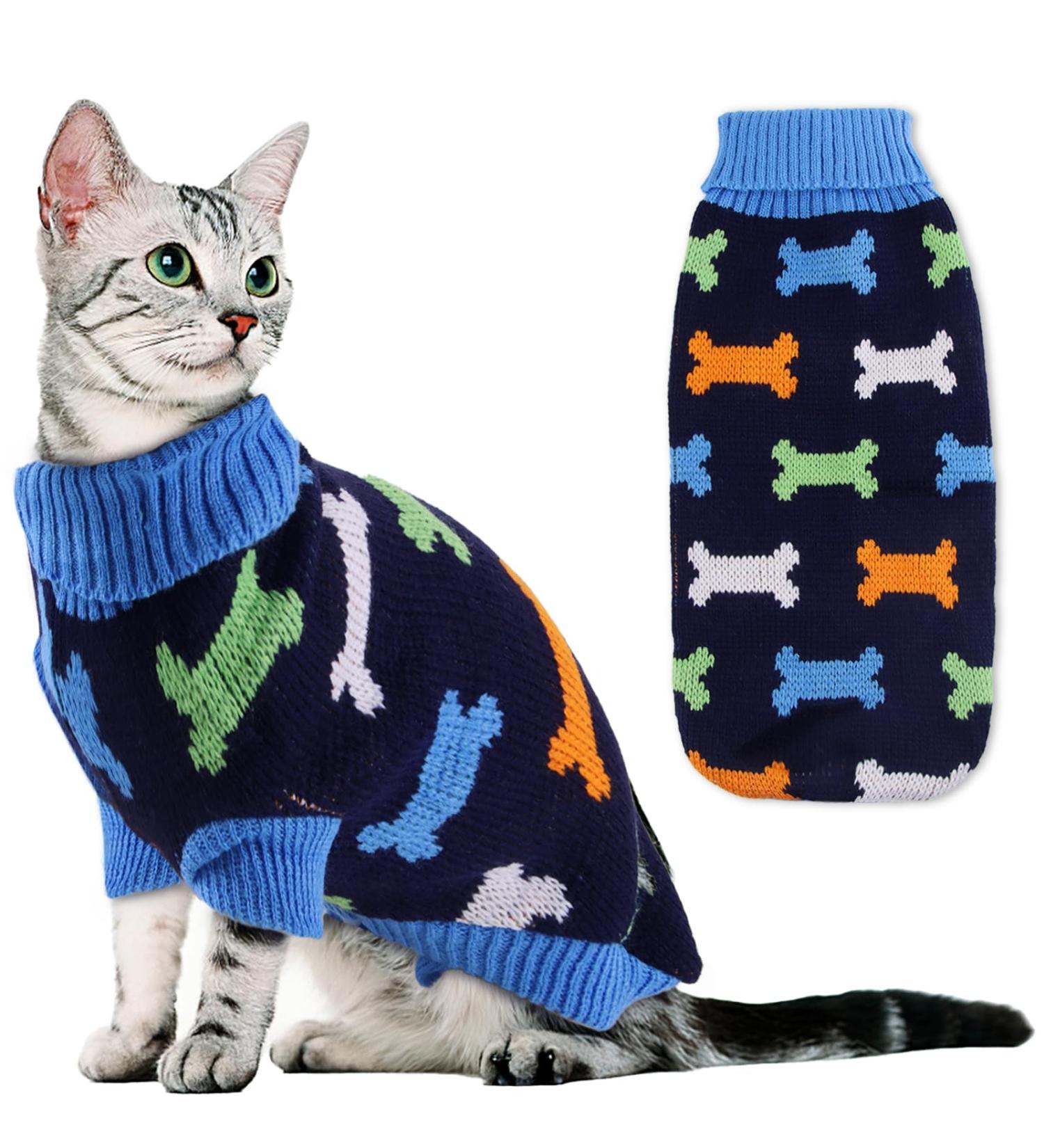 Shop Actoys Cat Sweater | Warm Winter Clothing for Cats | Stylish & Cozy Cat Apparel - Black M - Buy Online on GoSupps.com