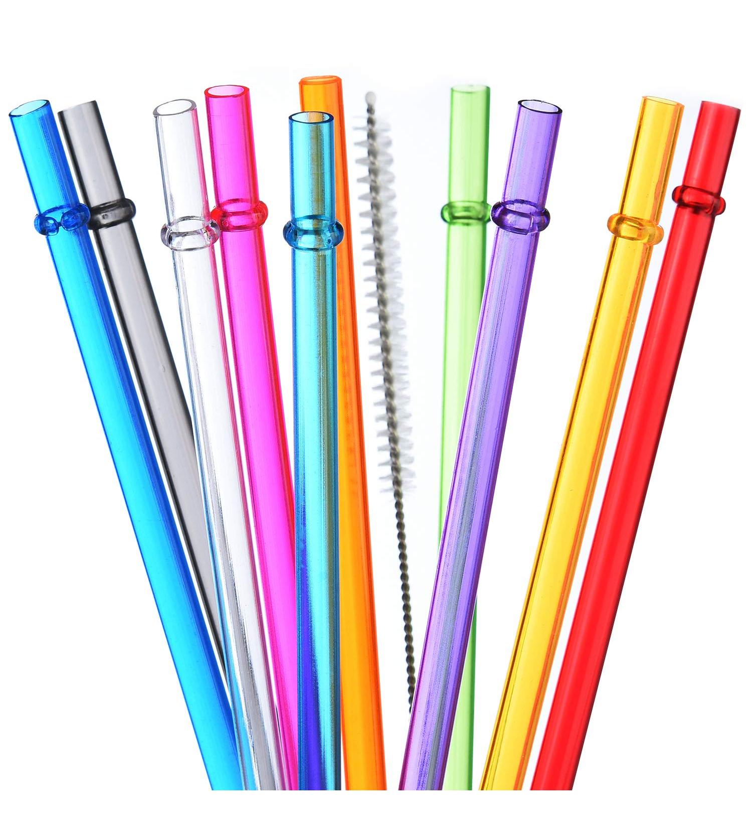 ALINK 10.5 Long Rainbow Colored Reusable Straws for 20oz/30oz Tumblers - Set of 10 with Cleaning Brush - Rainbow Colors - Buy Online on GoSupps.com