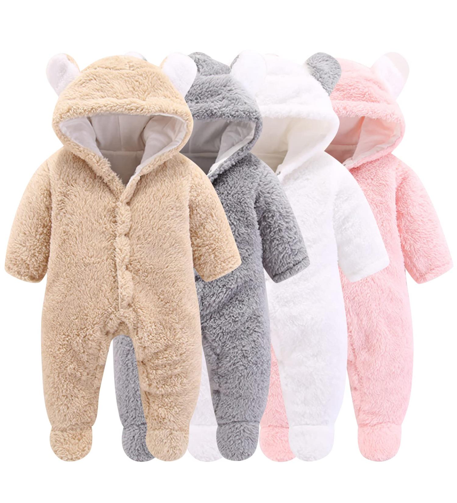 Cartoon Bear Snowsuit Winter Coat | Newborn Fleece Hooded Romper 3-6 Months - Buy Online on GoSupps.com