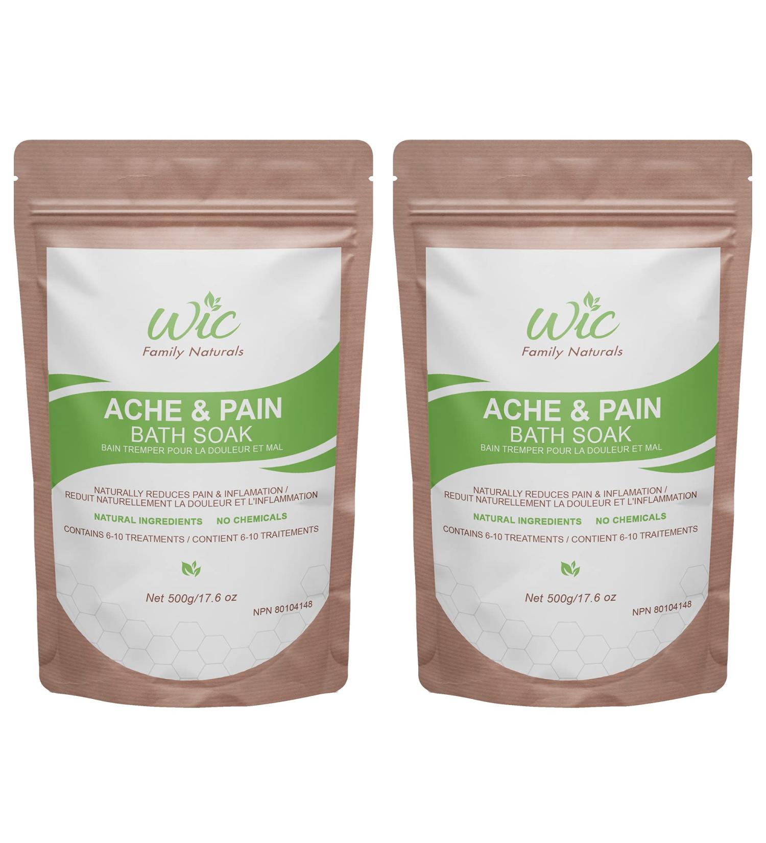 WIC Family Naturals Ache & Pain Bath Salts Bath Salts For Sore Muscles & Joints - High Magnesium Bath Salts For Women & Men w/Essential Oils & MSM - Muscle Pain Relief Bath Salt No Epsom Salt Needed (Ache & Pain) (2 Pack) - Buy Online on GoSupps.com