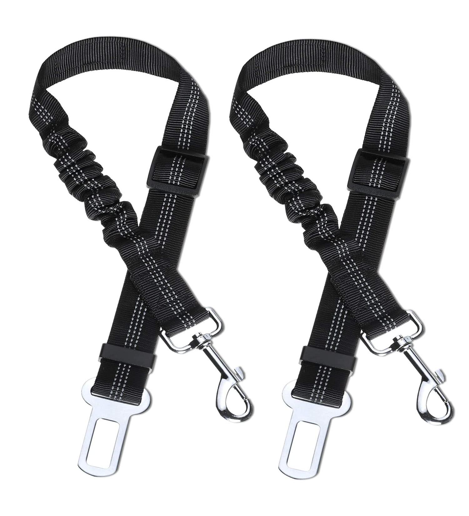 Premium Adjustable Dog Seat Belt - 2 Pieces Durable Black Car Safety Harness for Dogs - Buy Online on GoSupps.com