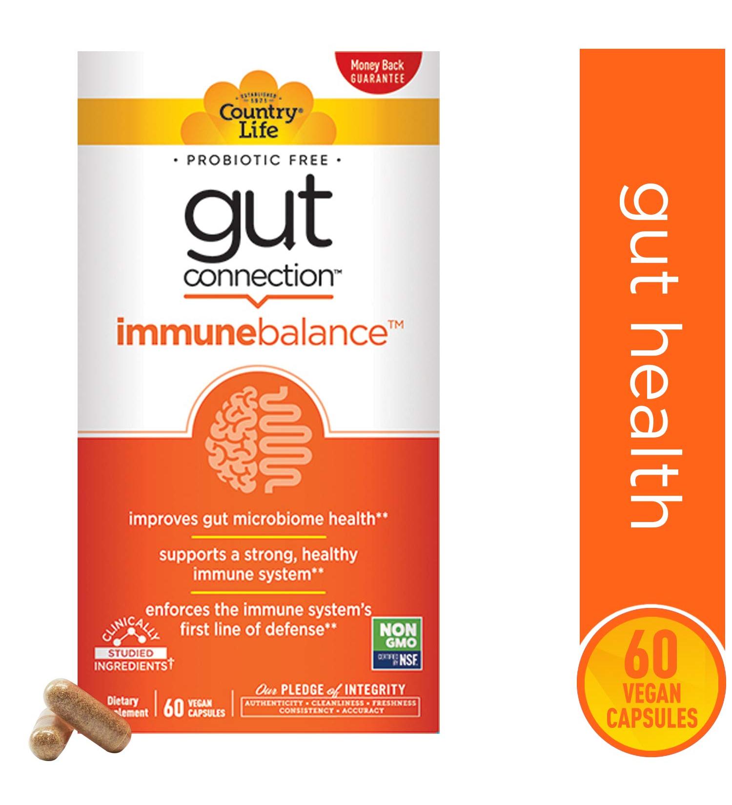 Country Life Gut Connection Immune Balance - 60 Vegan Capsules for Digestive Support - Buy Online on GoSupps.com