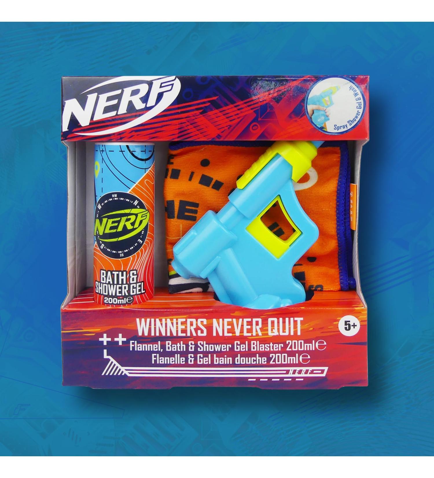 Nerf Winners Never Quit Gift Set - Includes Nerf Blaster, Flannel, and 200ml Bath & Shower Gel - Buy Online on GoSupps.com