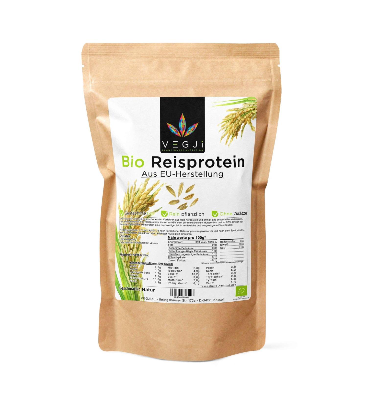 EU Produced Organic Rice Protein - 1000g | Tested Quality, High Protein | Gentle Processing - Buy Online on GoSupps.com