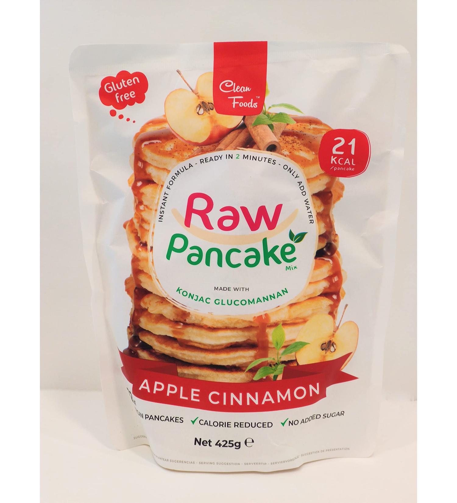 CleanFoods Raw Pancake Apple Cinnamon 425g Pack I Konjac Glucomannan I only 21 Calories per Pancake I Preparation in 2 Minutes I 32 American Pancakes - Buy Online on GoSupps.com