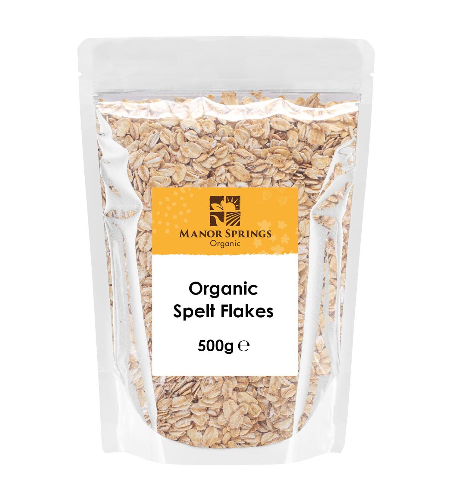 Organic Spelt Flakes 500g by Manor Springs Organic - Buy Online on GoSupps.com