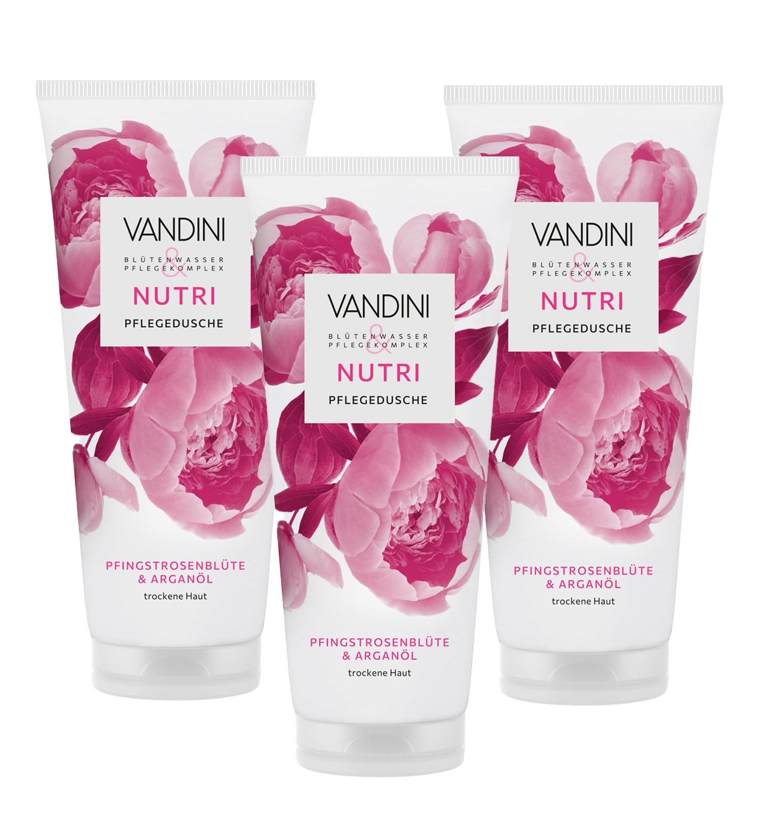  VANDINI VANDINI Nutri Care Shower for Women 200 ml with Peony Flower and Argan Oil - Shower Gel for Dry Skin - Vegan Paraben and Silicone Free Dermatologically Tested - Buy Online on GoSupps.com